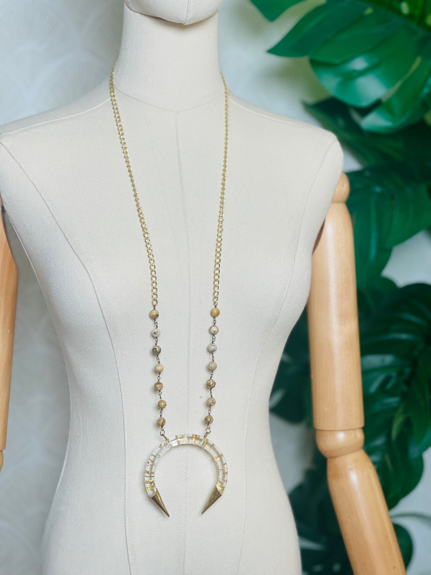 Gold Speckled Horn Necklace