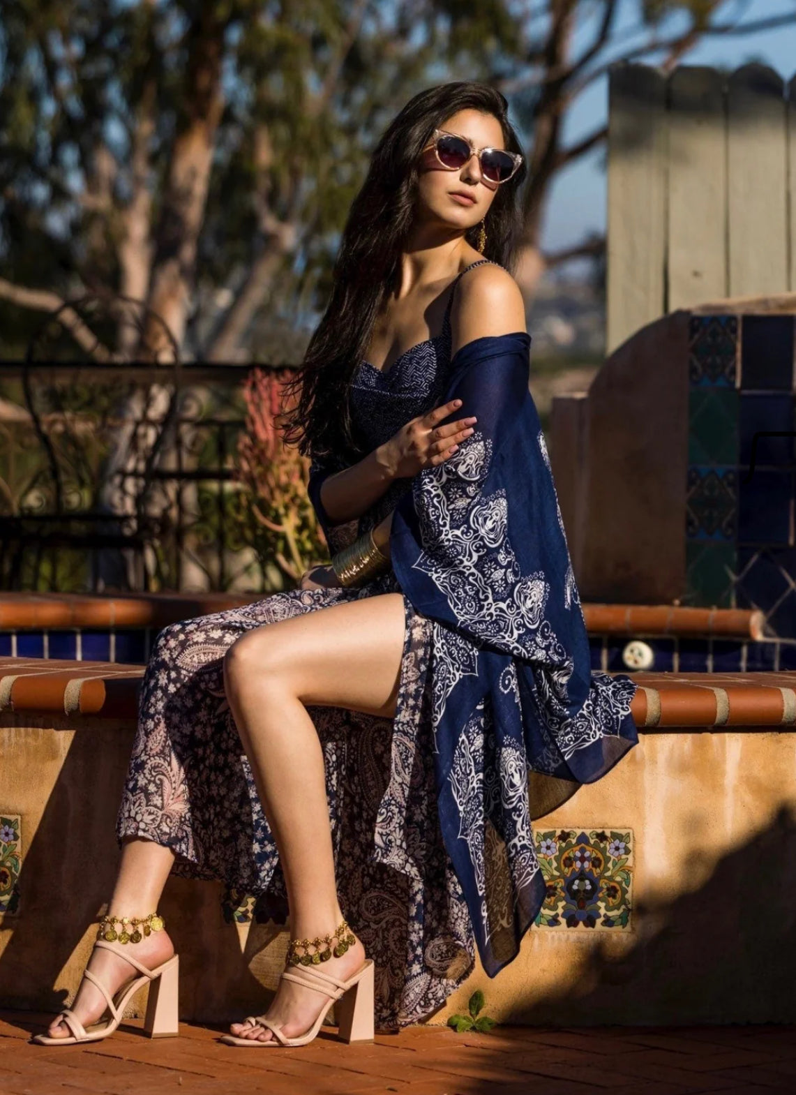 Navy Sparkle Sarong Scarf