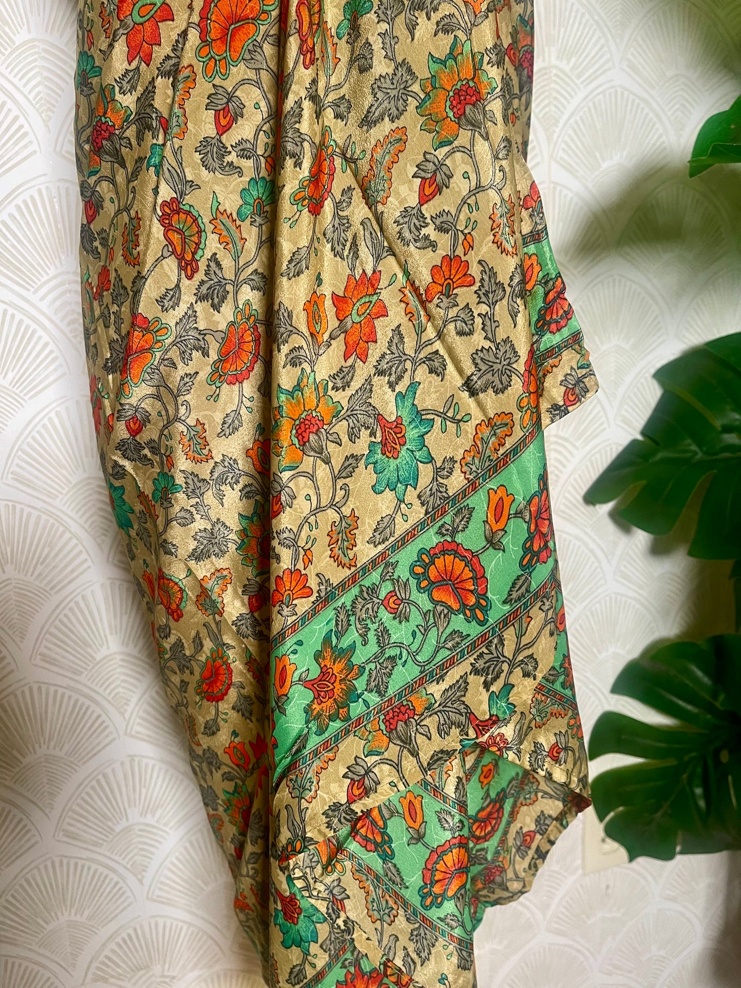Orange Aqua Floral Pareo-Large/XL