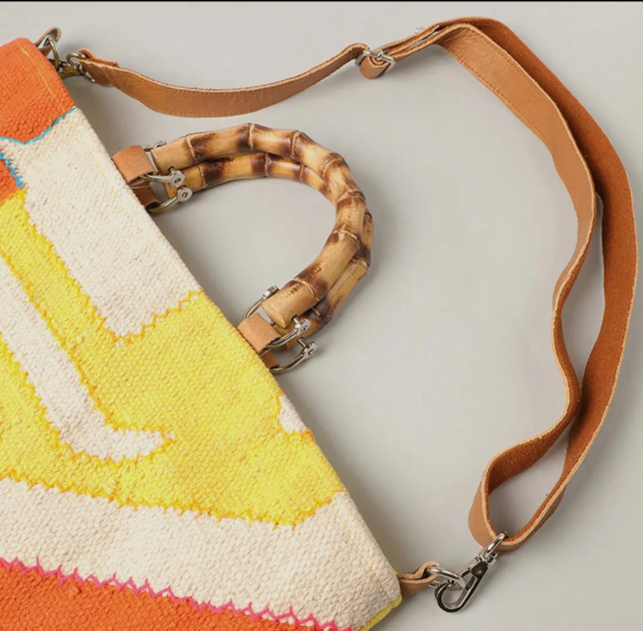Bamboo Handle Bag in Orange