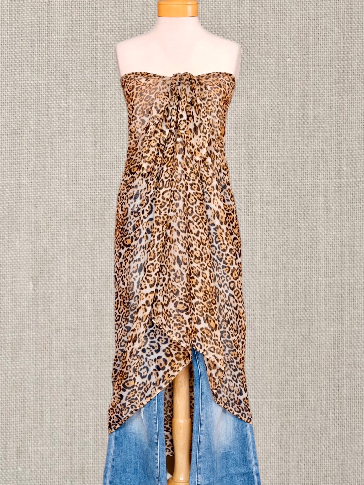 Sheer Leopard Print Sarong Scarf