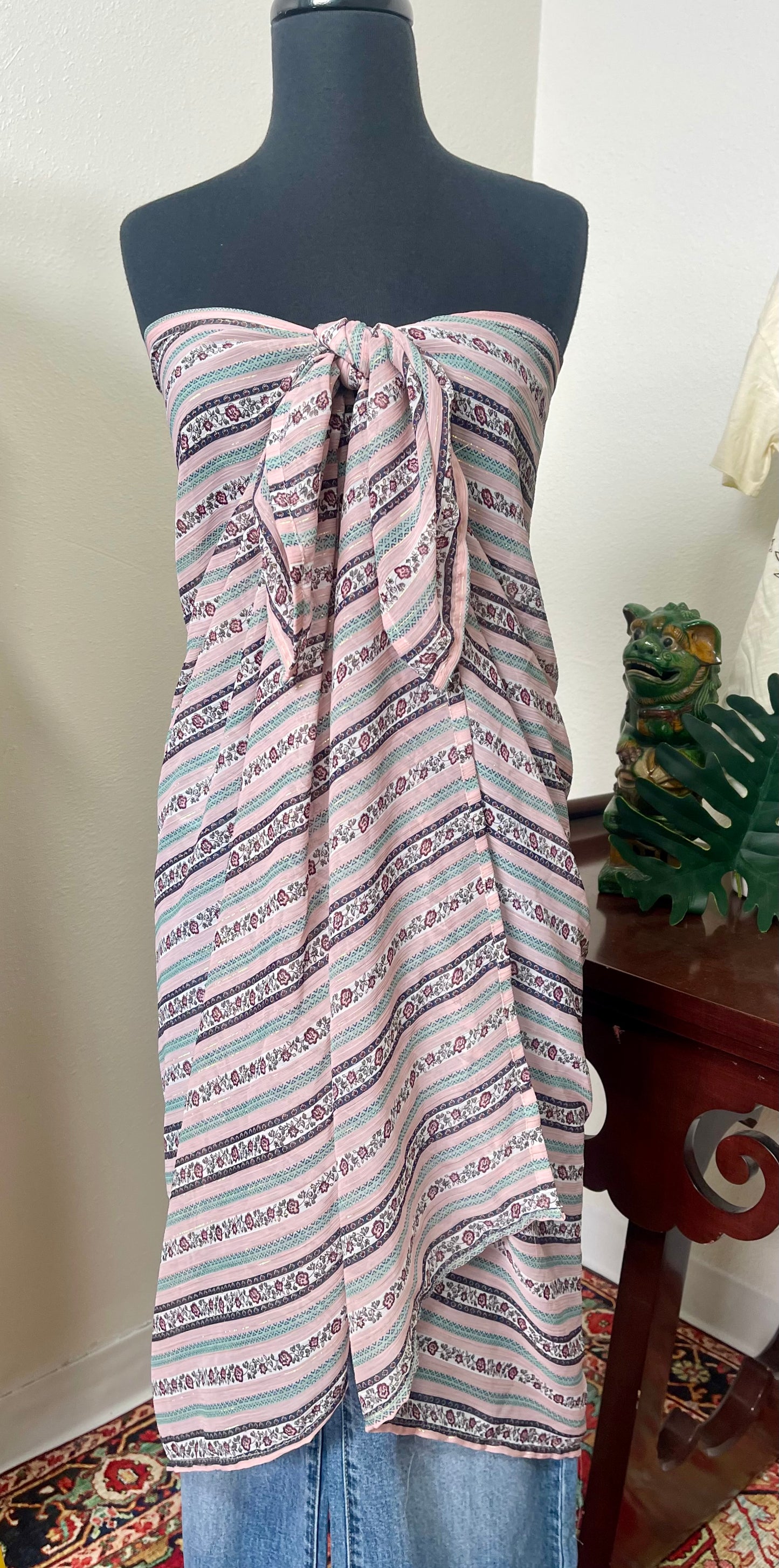 Mint Stripe Sarong Scarf
