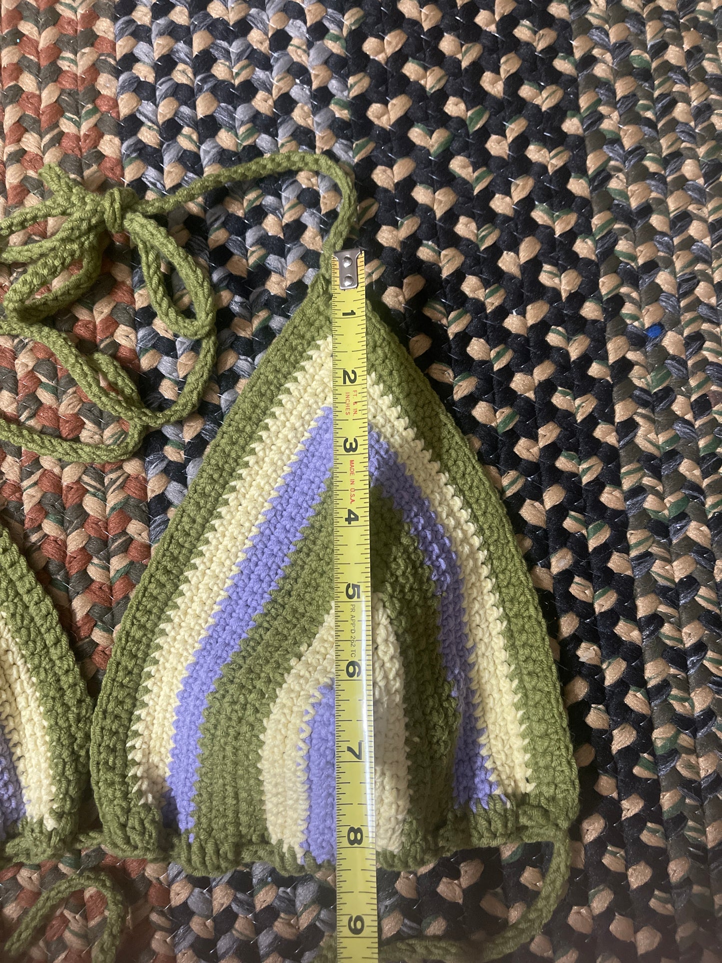 Handmade Festival Top in Stripe Green Yellow Purple