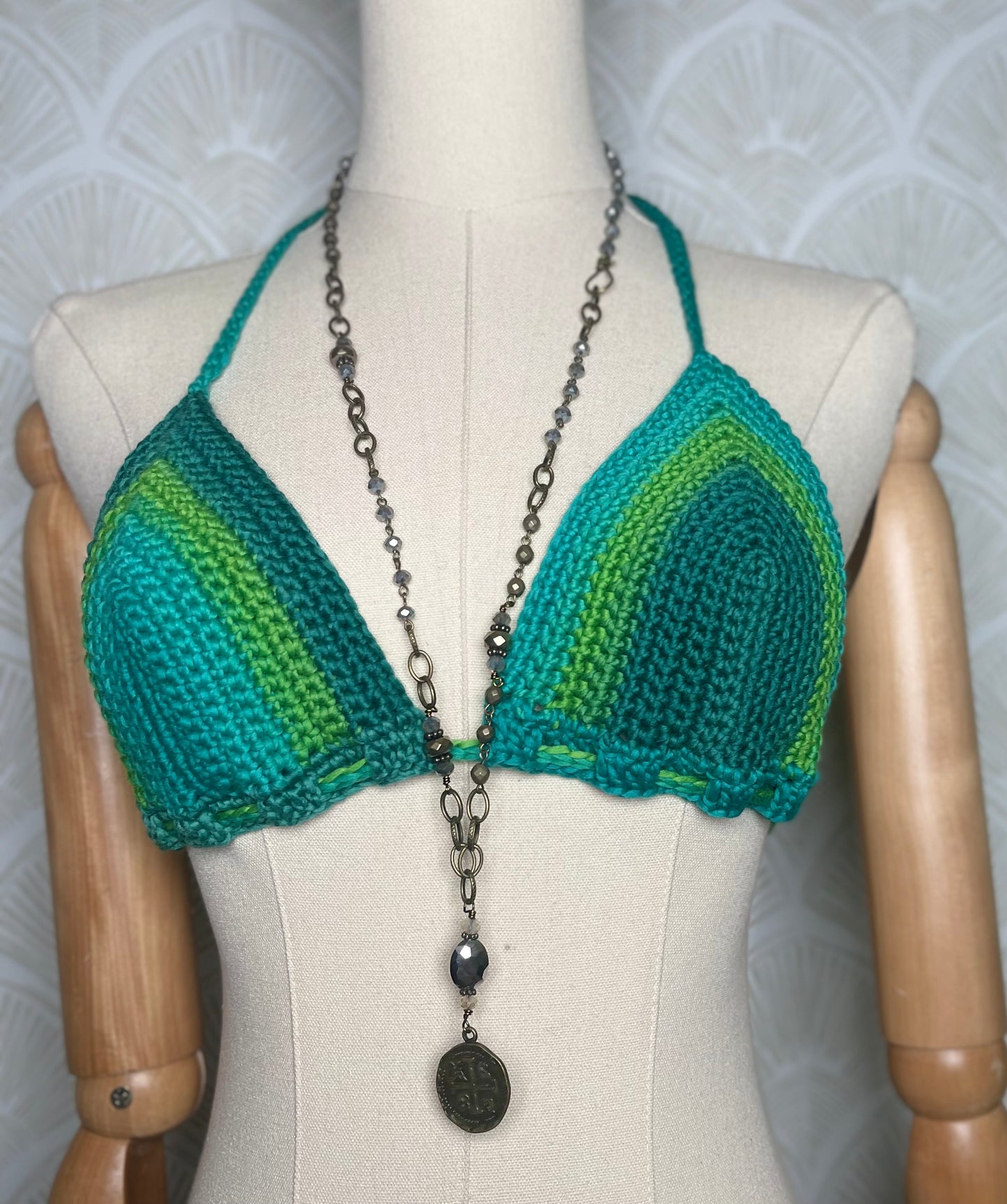 Handmade Festival Top in Teal Greens