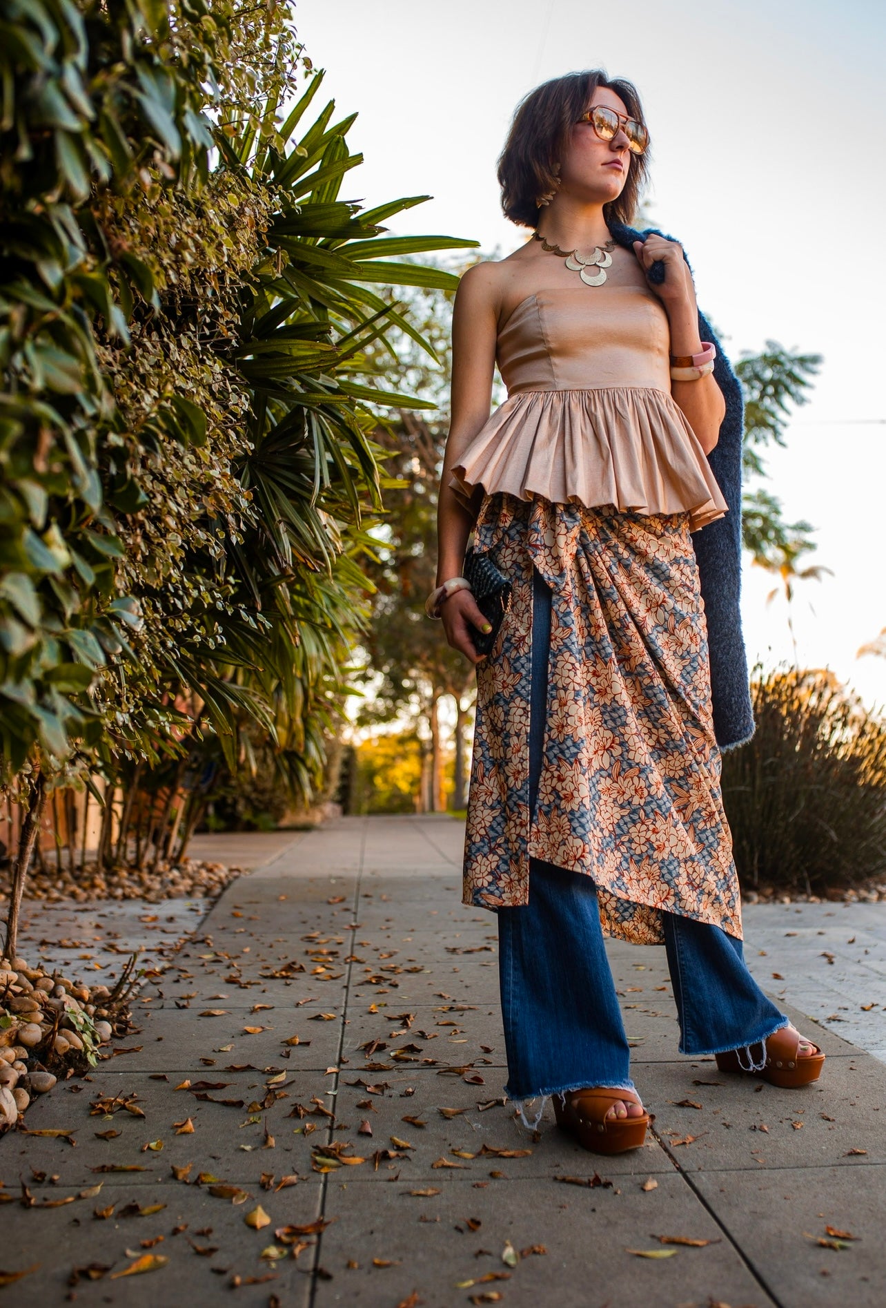Rust Flower Sarong Scarf