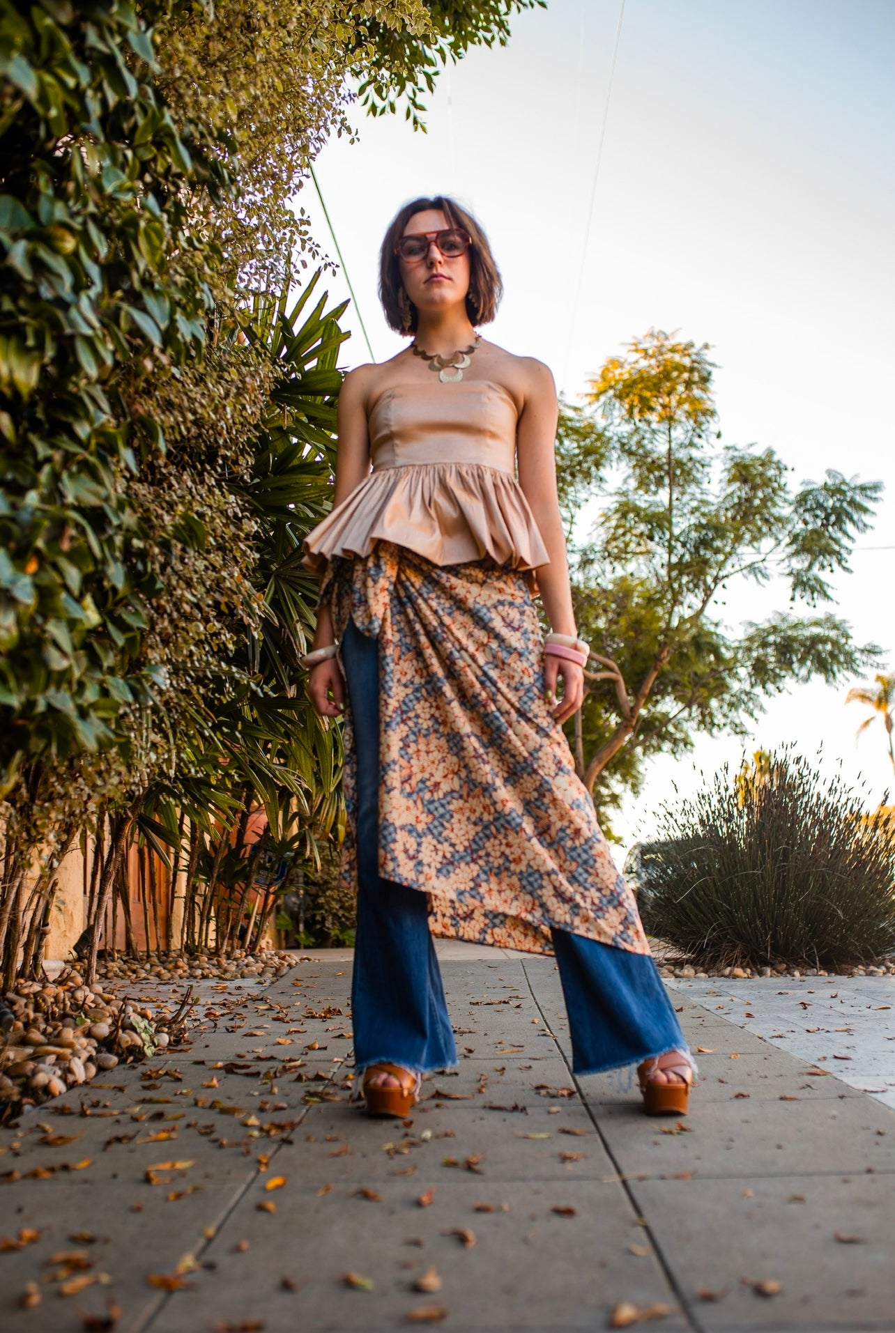 Rust Flower Sarong Scarf
