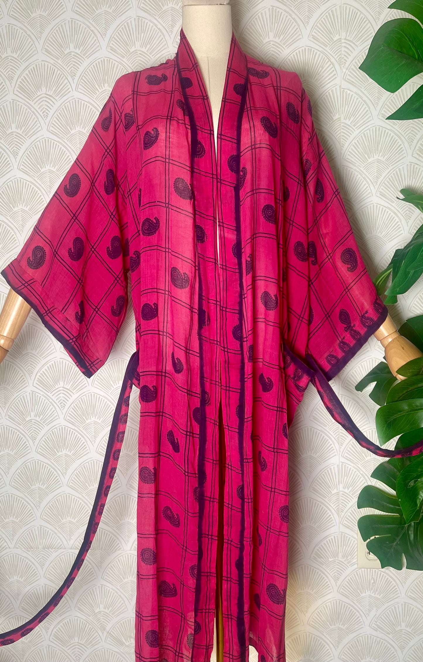 Cotton Kimono in Pink Paisley