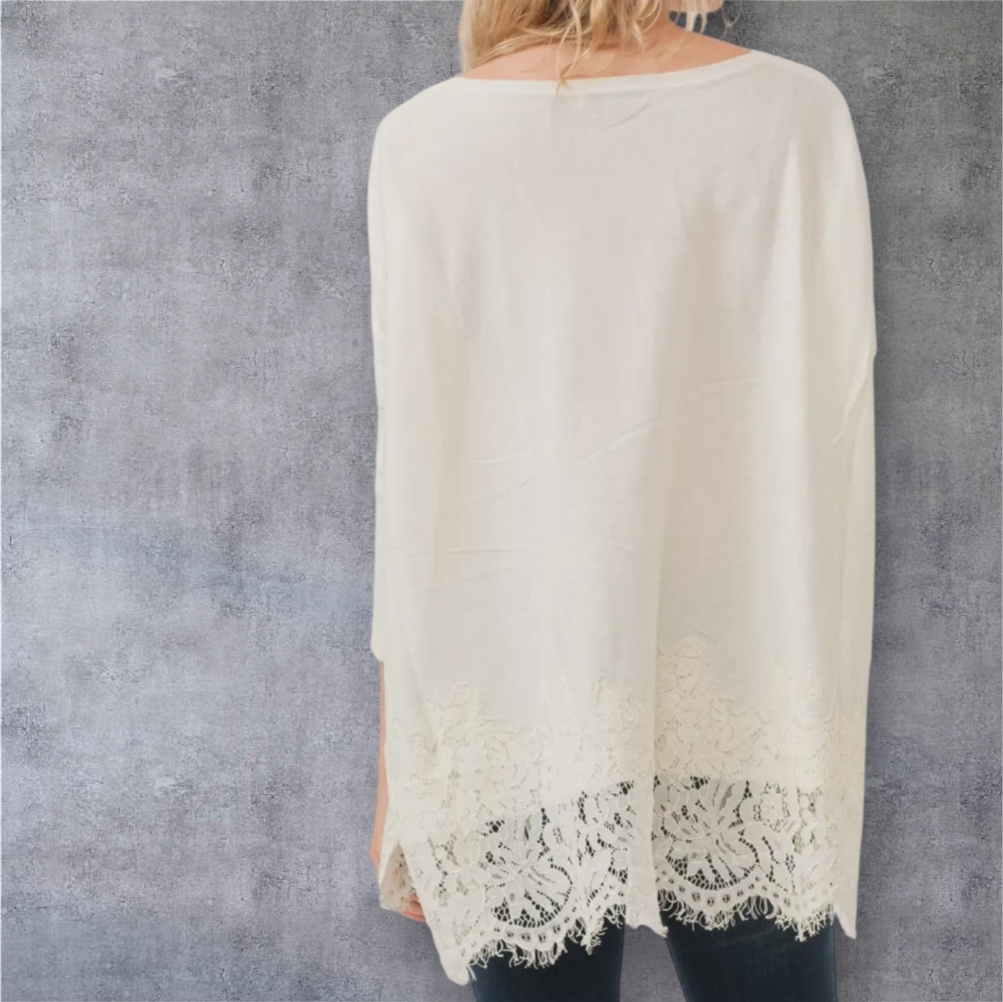 Ivory Lace Knit Woven Top