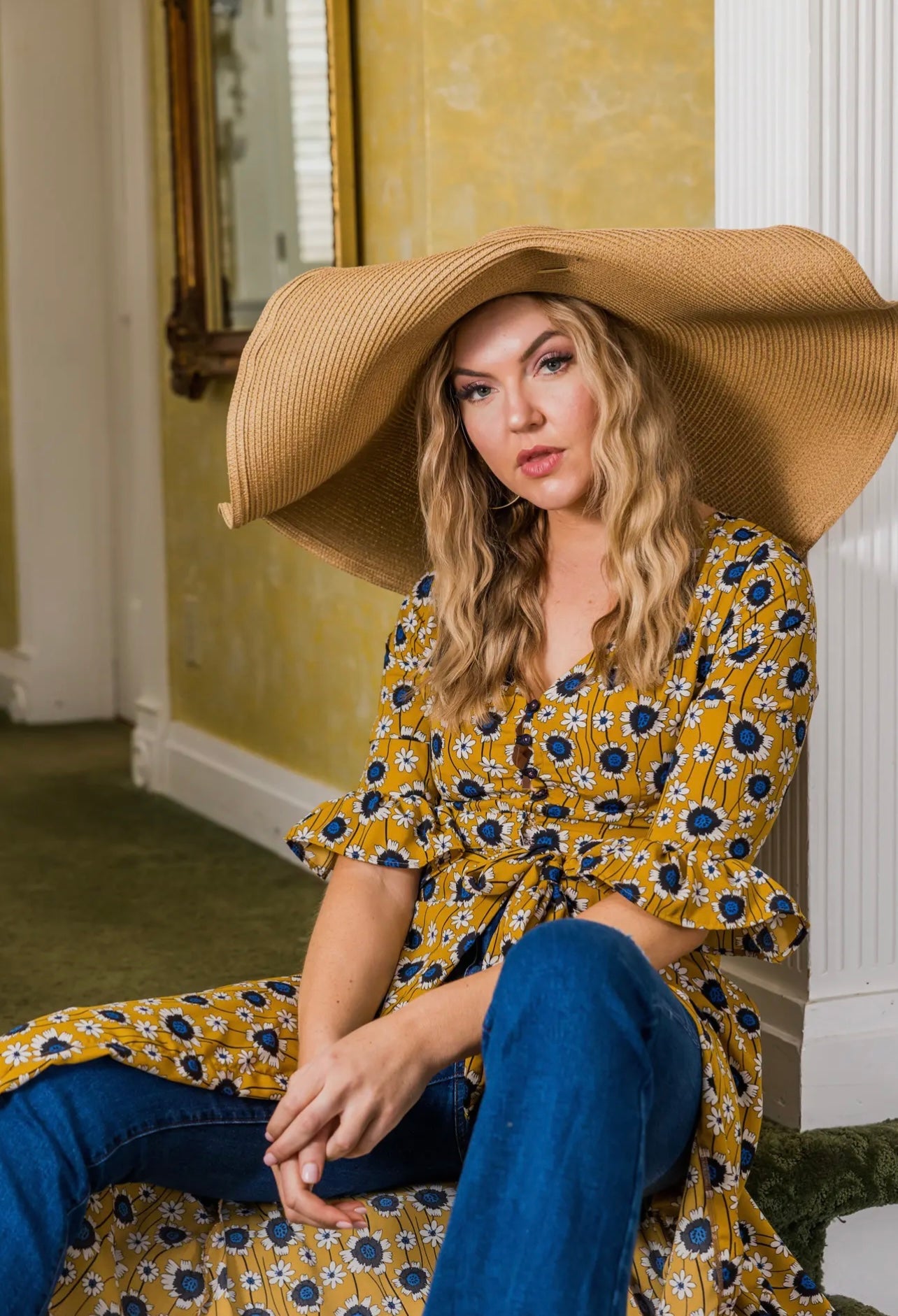 Sunflower Duster Dress in Gold