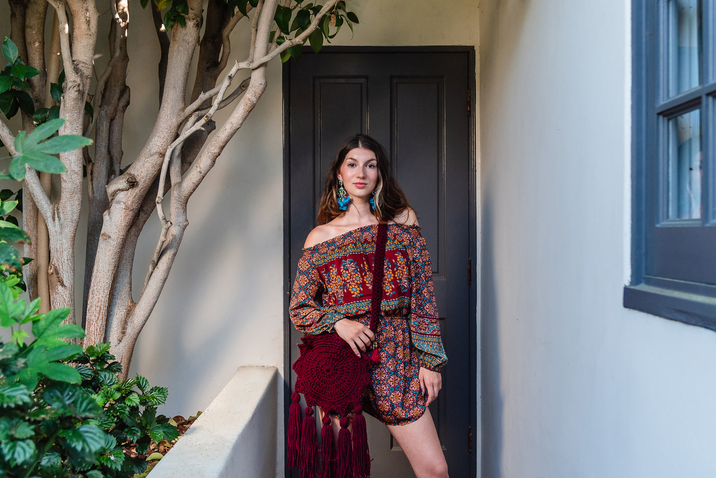 Boho Sun Bag in Wine Handmade By Jazmin