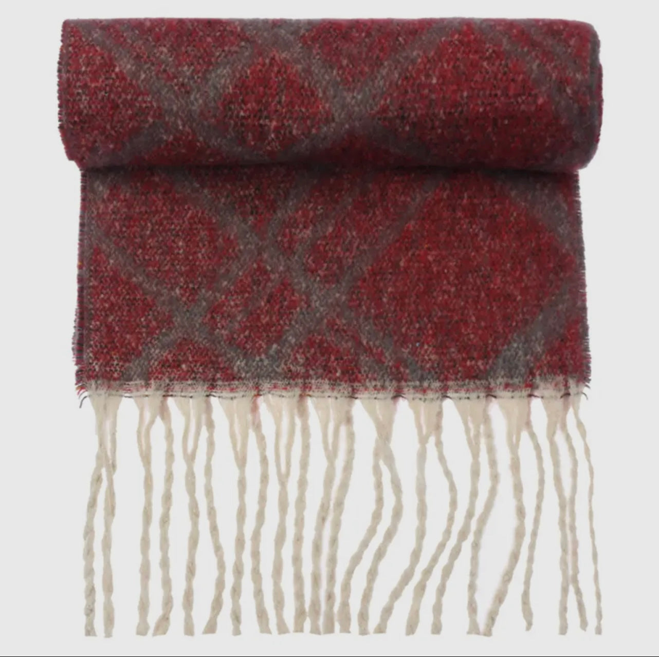 Patterned Scarf in Merlot