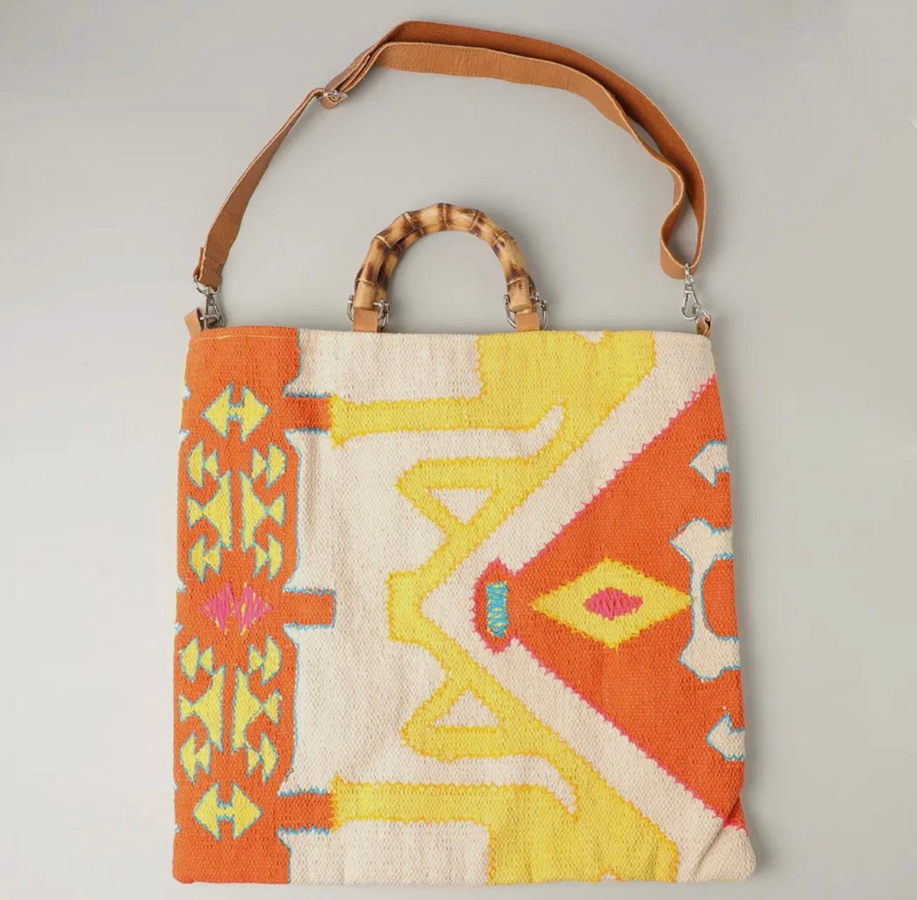 Bamboo Handle Bag in Orange