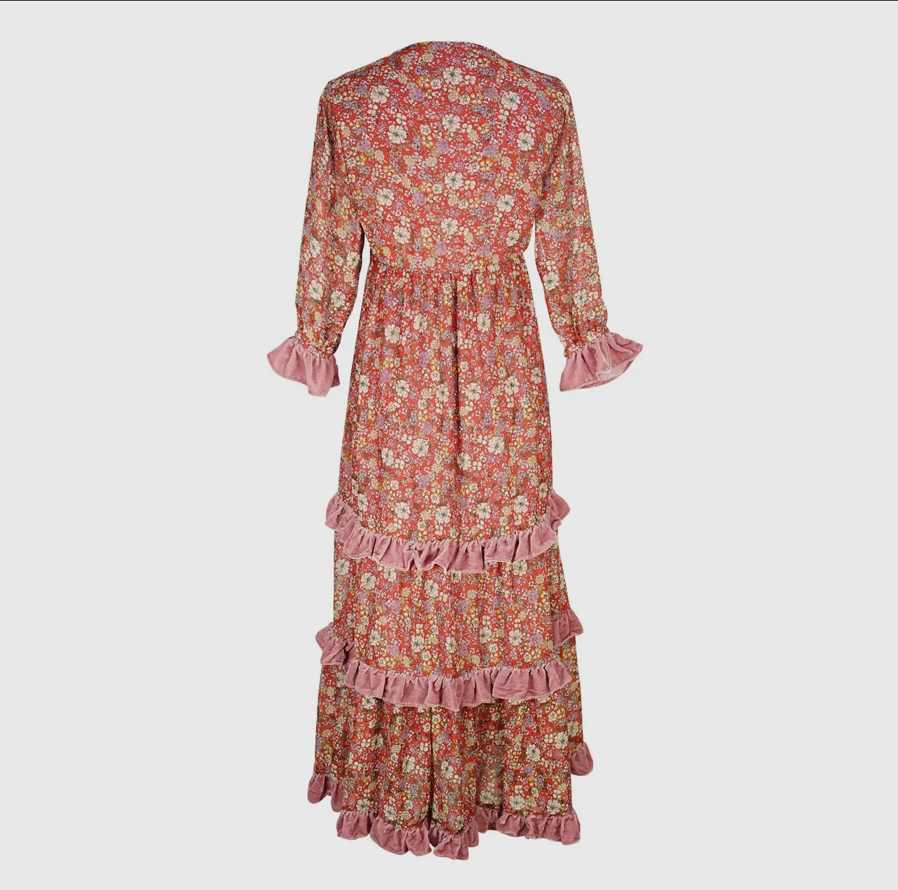 Rouge Bloom Velvet Maxi Dress by Jennafer Grace