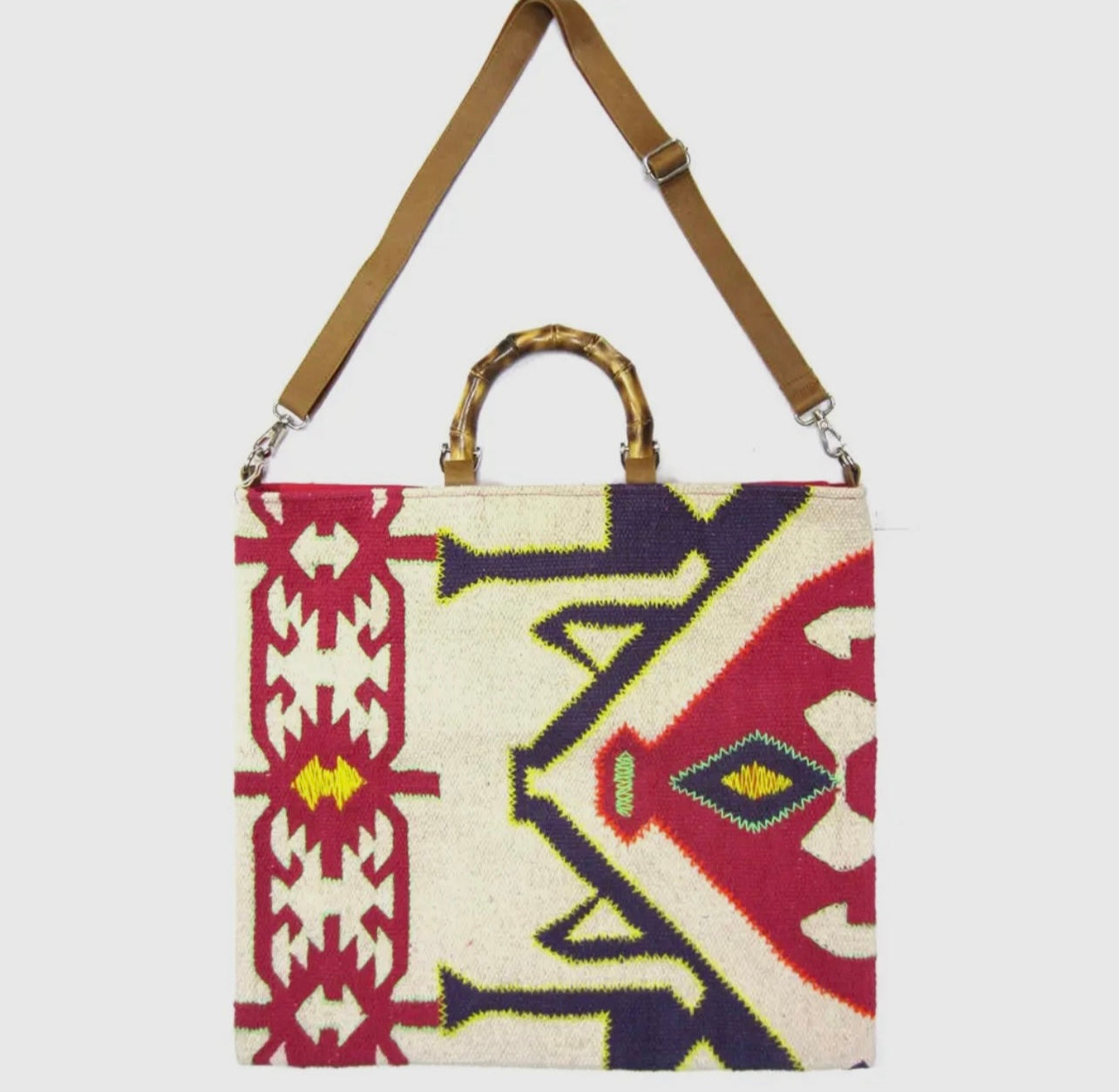 Bamboo Handle Bag in Pink