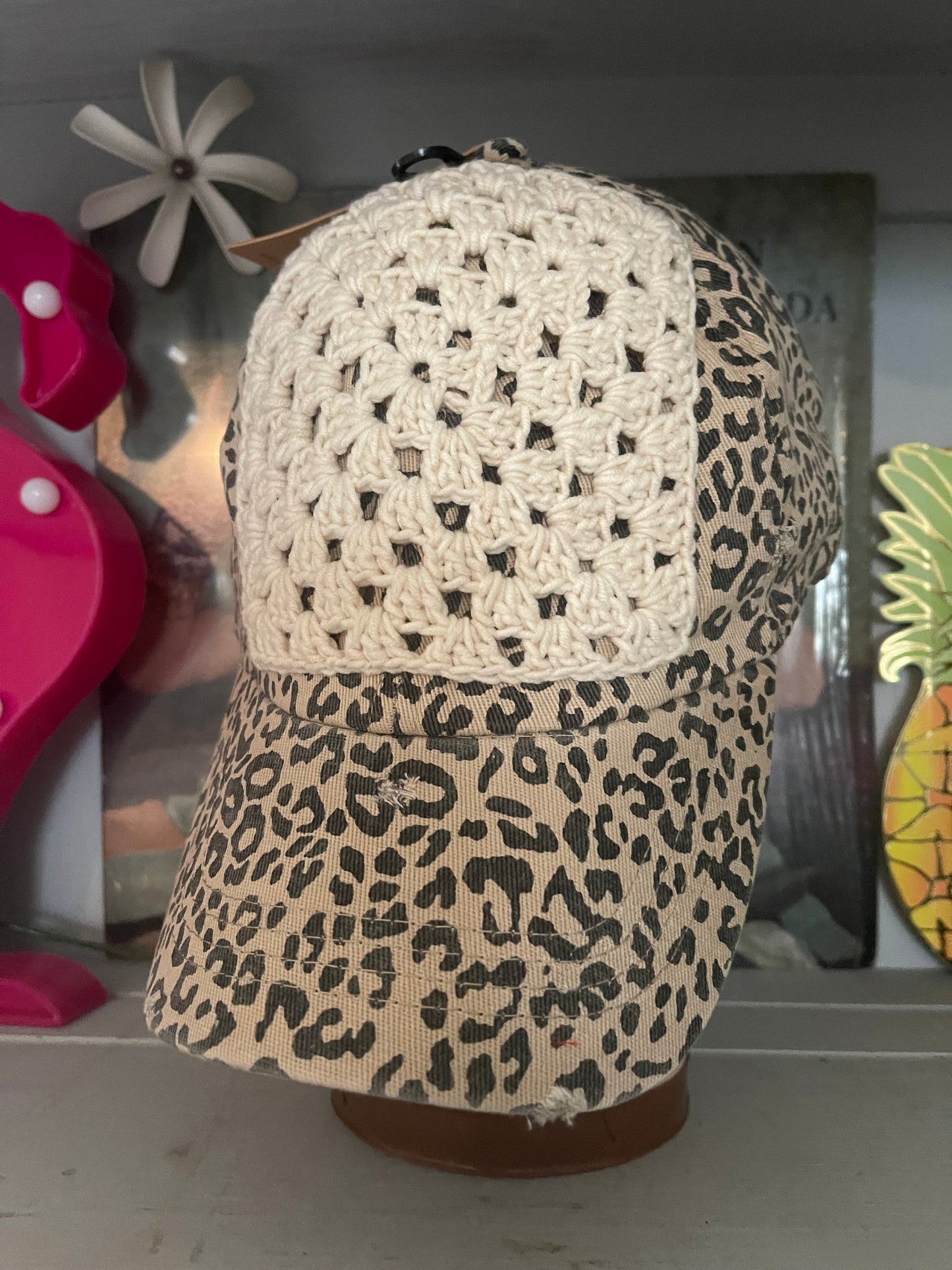 Leopard Granny Square Cap