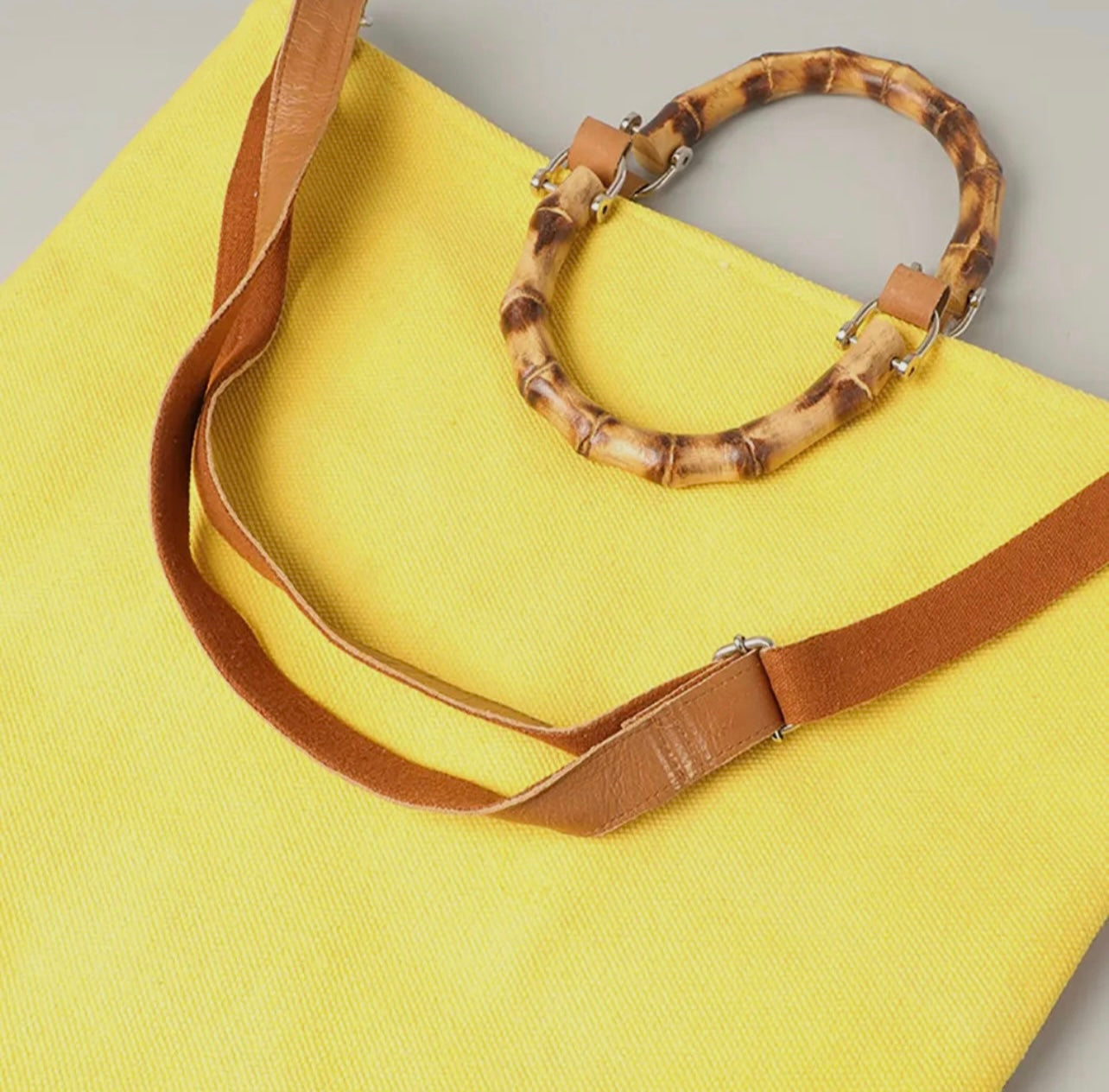 Bamboo Handle Bag in Orange