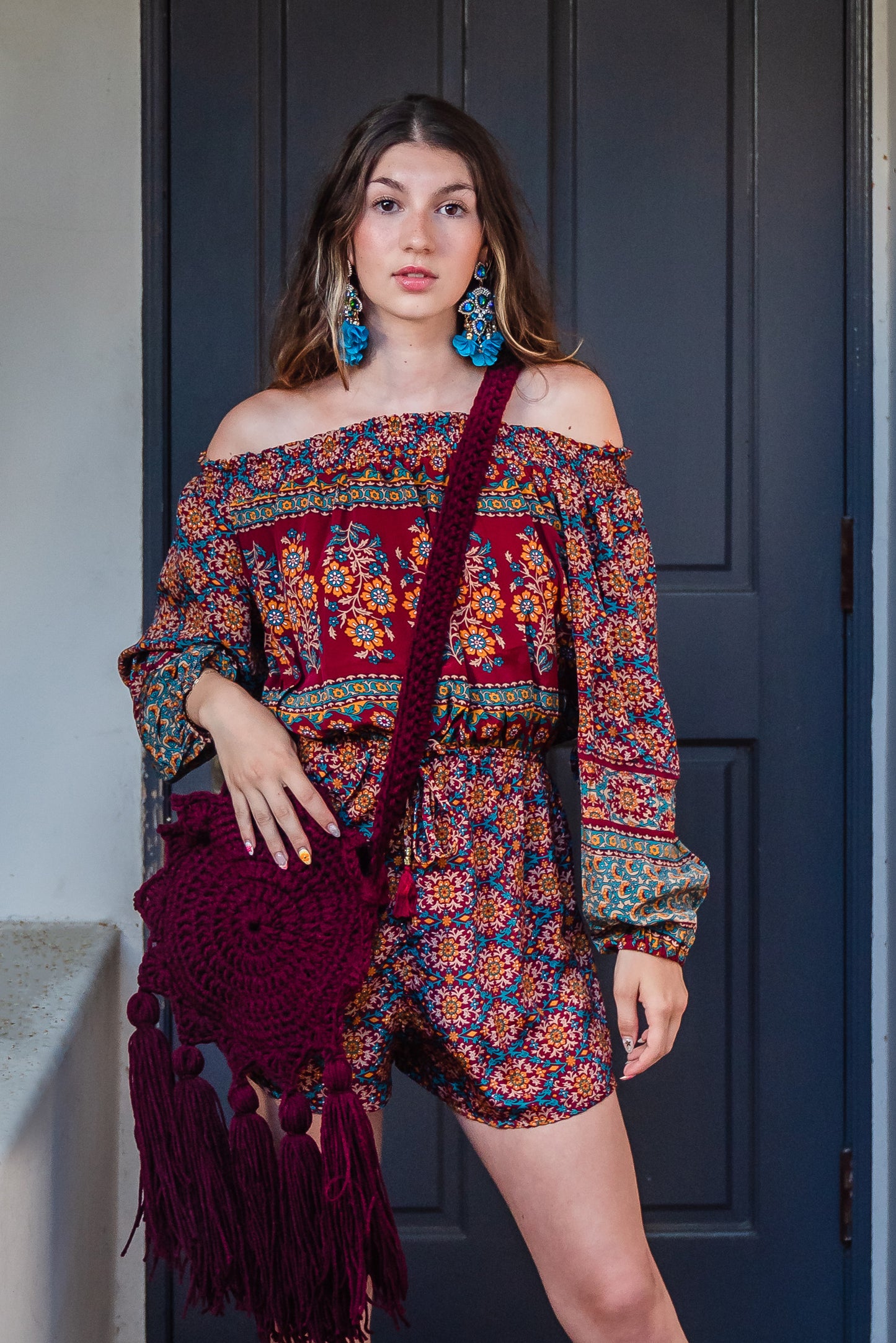 Boho Sun Bag in Wine Handmade By Jazmin