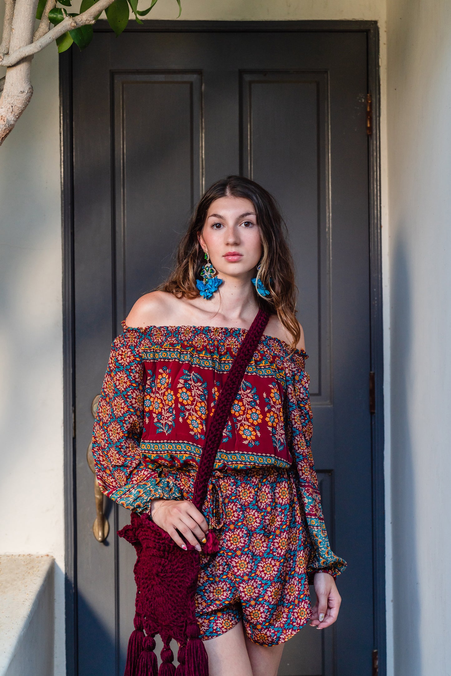 Boho Sun Bag in Wine Handmade By Jazmin