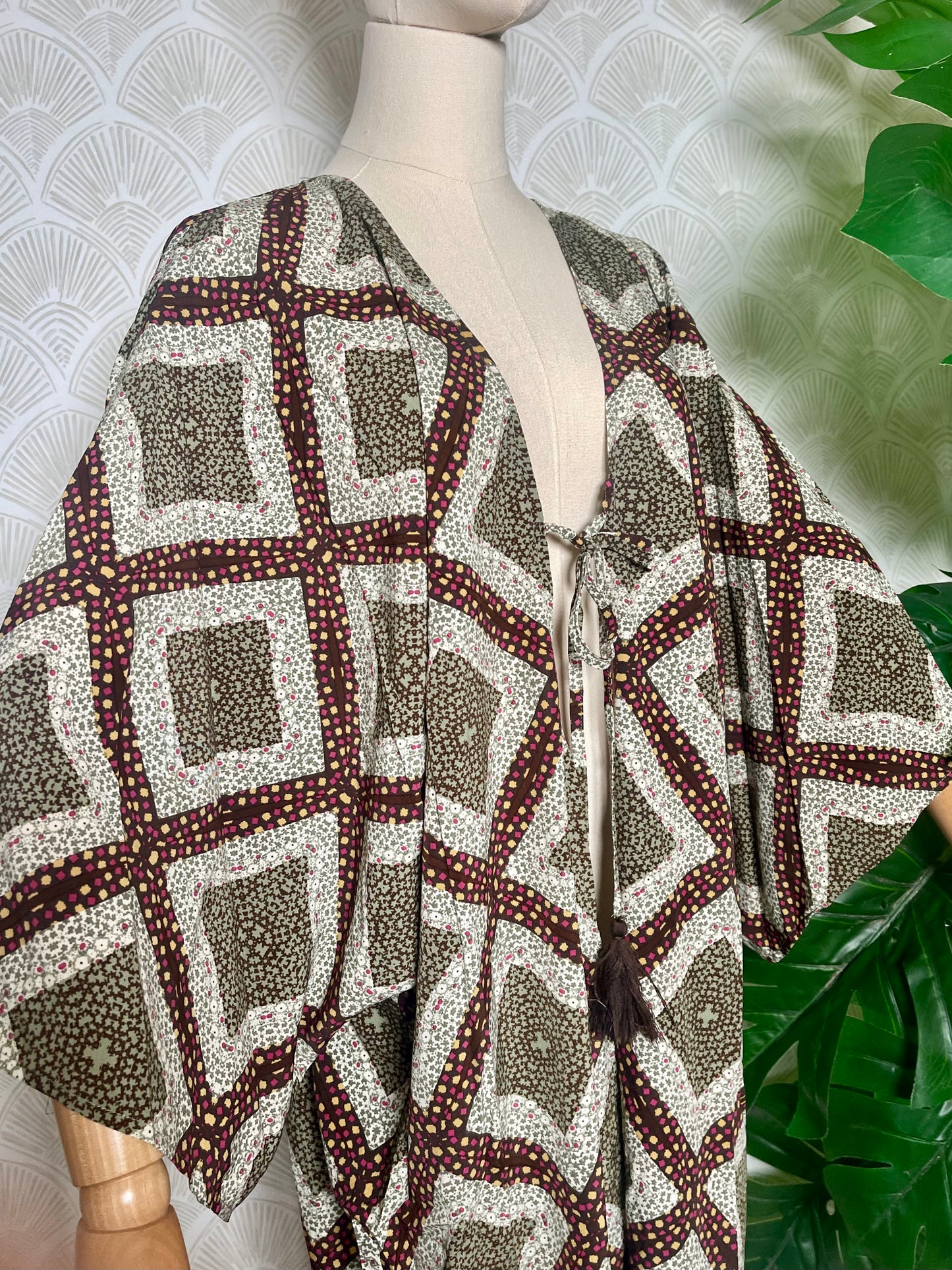 Olive Micro Floral Kimono