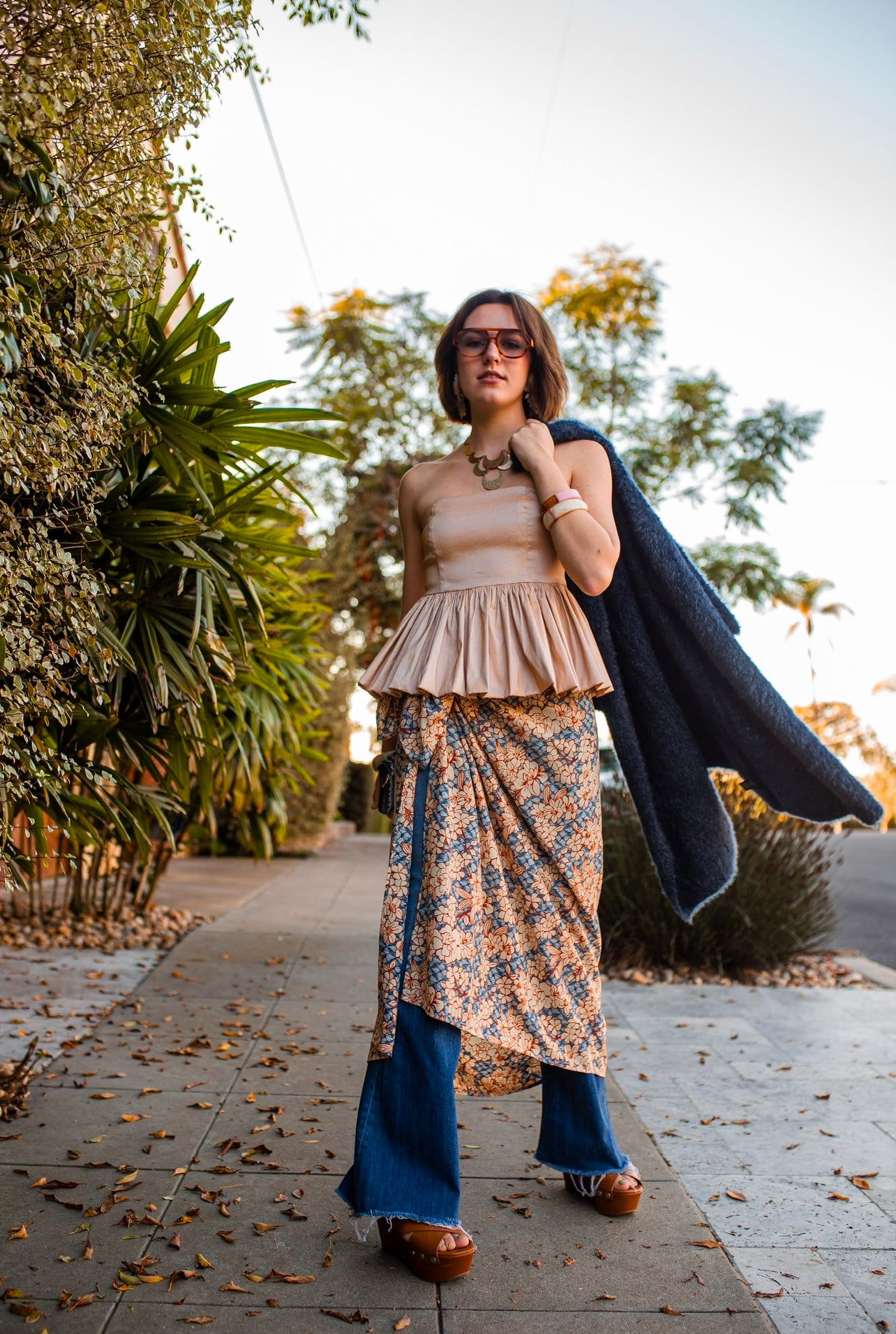 Rust Flower Sarong Scarf