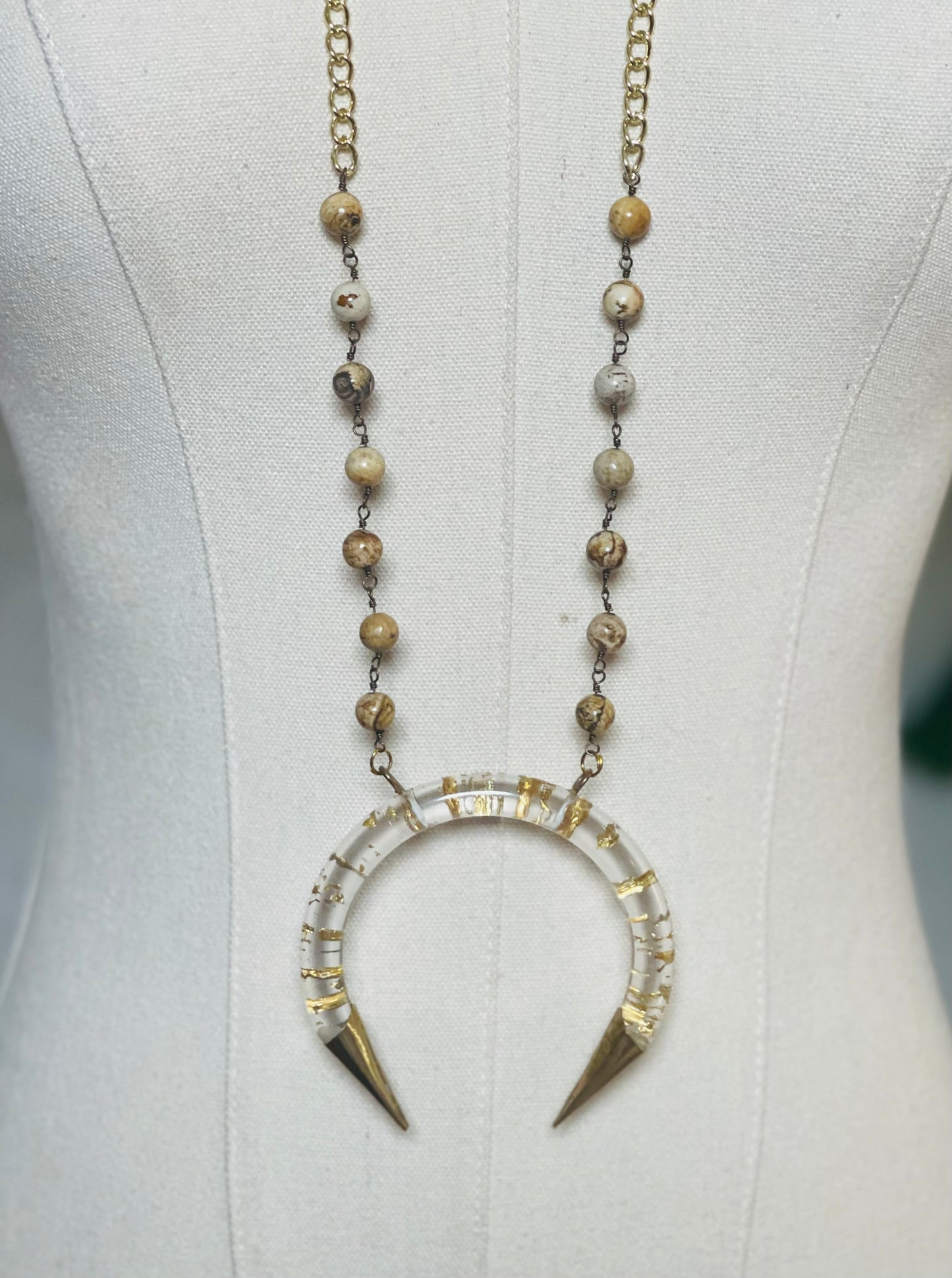 Gold Speckled Horn Necklace