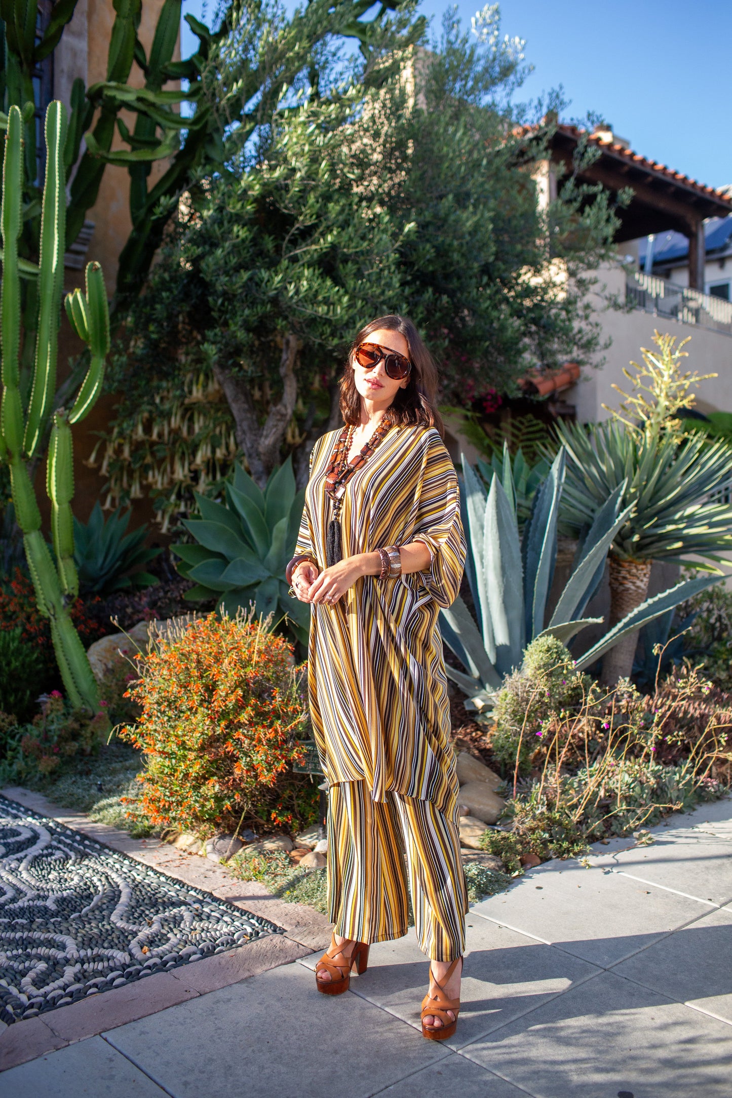 Bank Striped Tunic Caftan Set by Jennafer Grace