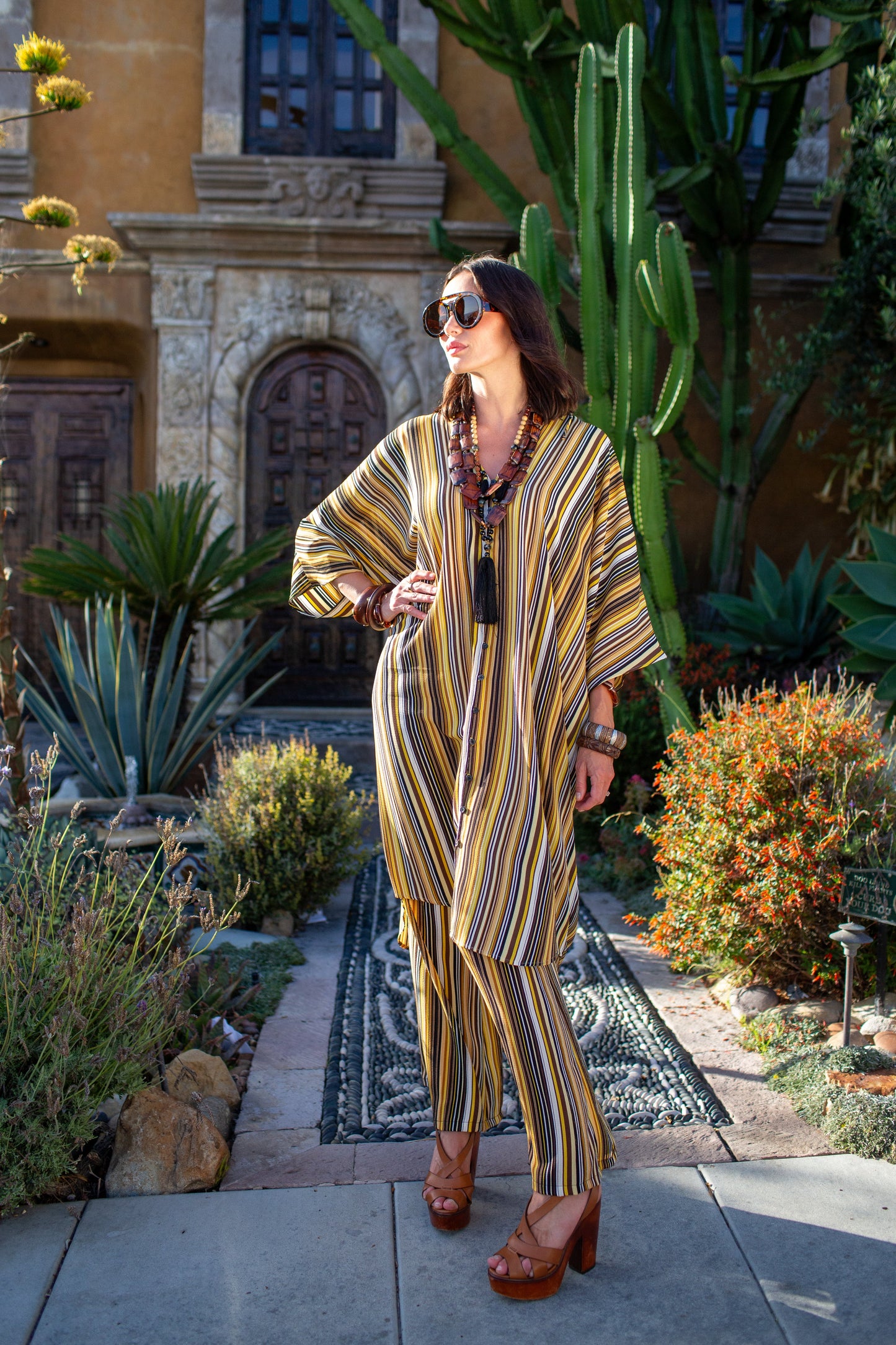 Bank Striped Tunic Caftan Set by Jennafer Grace