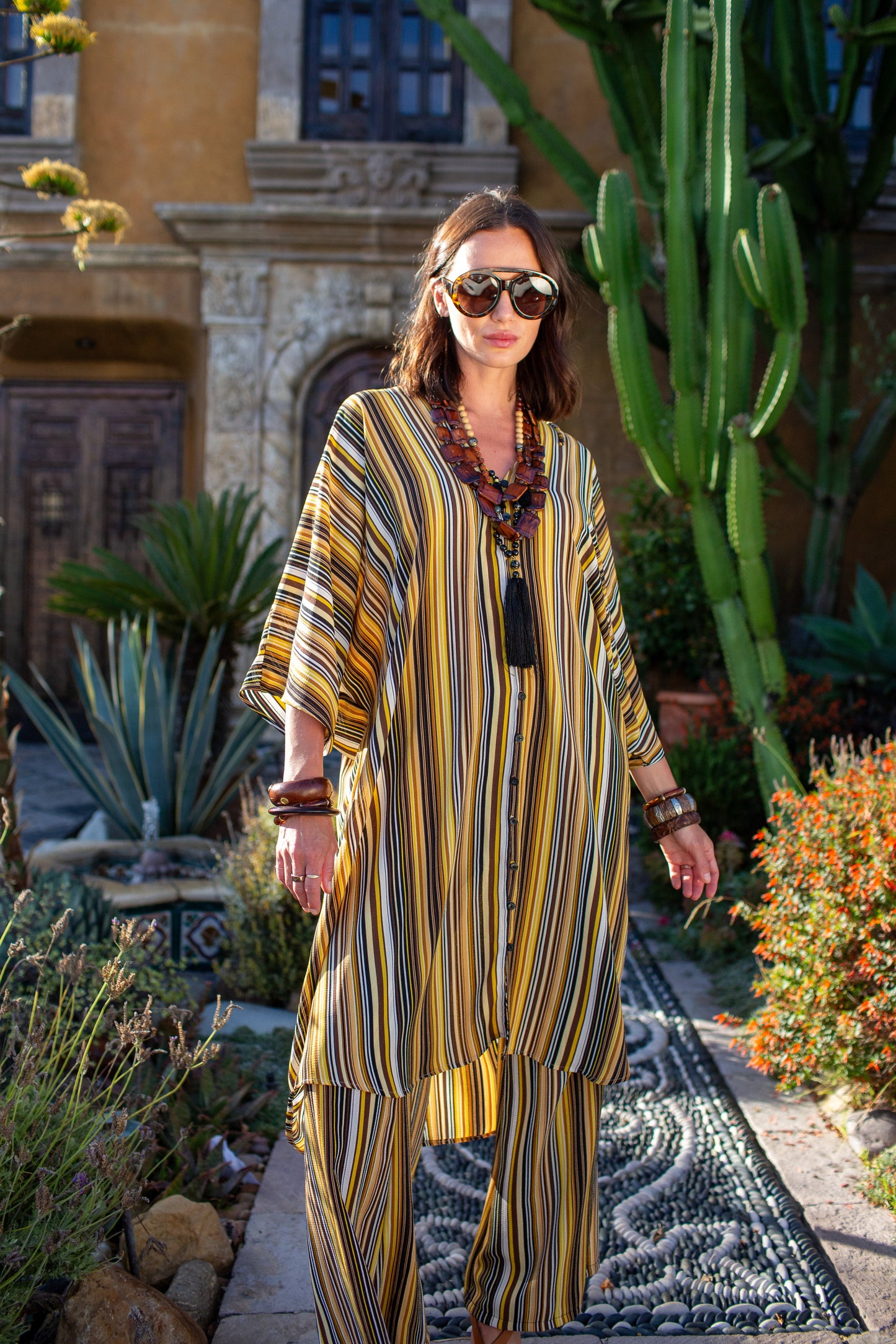 Bank Striped Tunic Caftan Set by Jennafer Grace