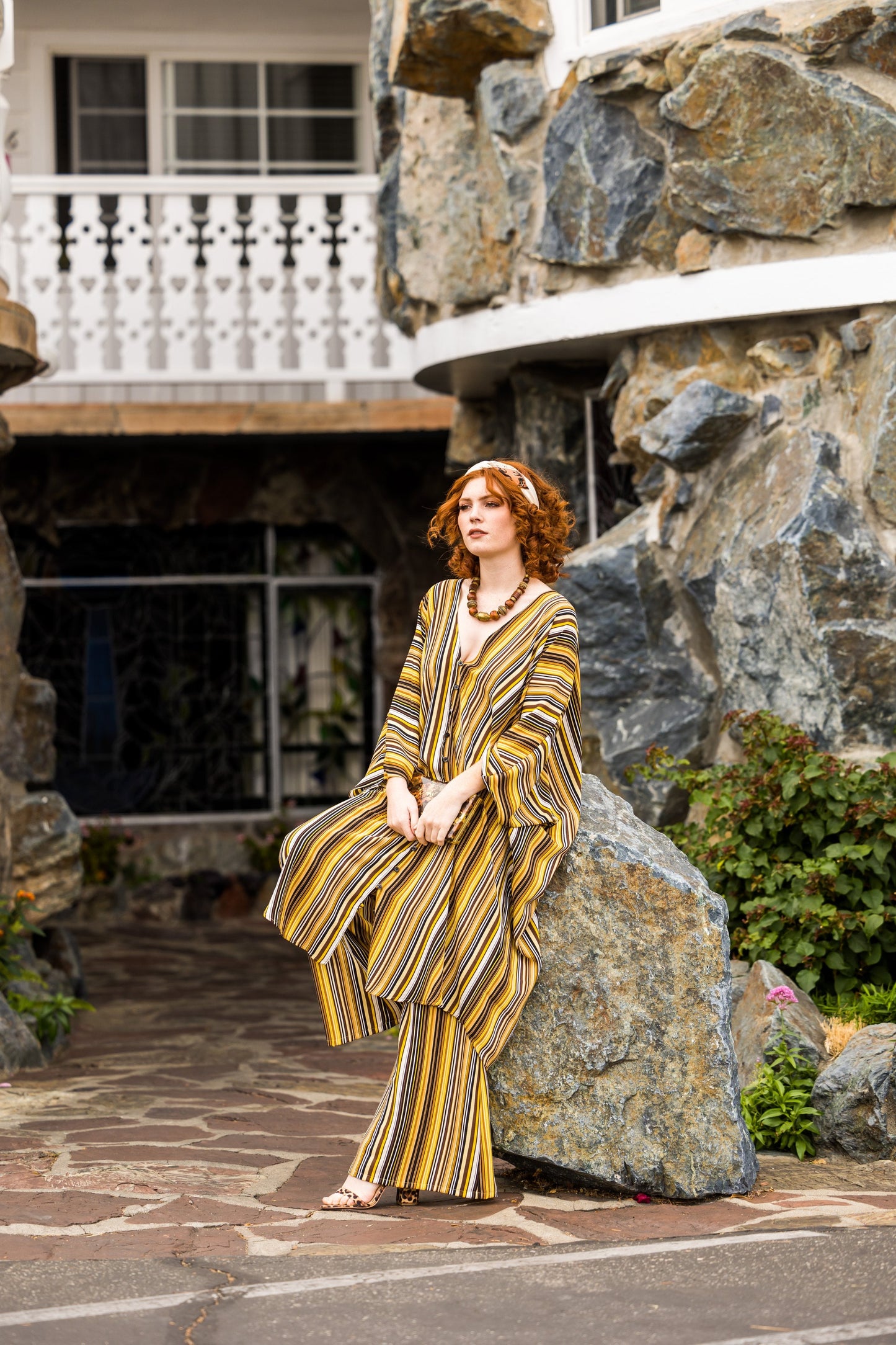 Bank Striped Tunic Caftan Set by Jennafer Grace