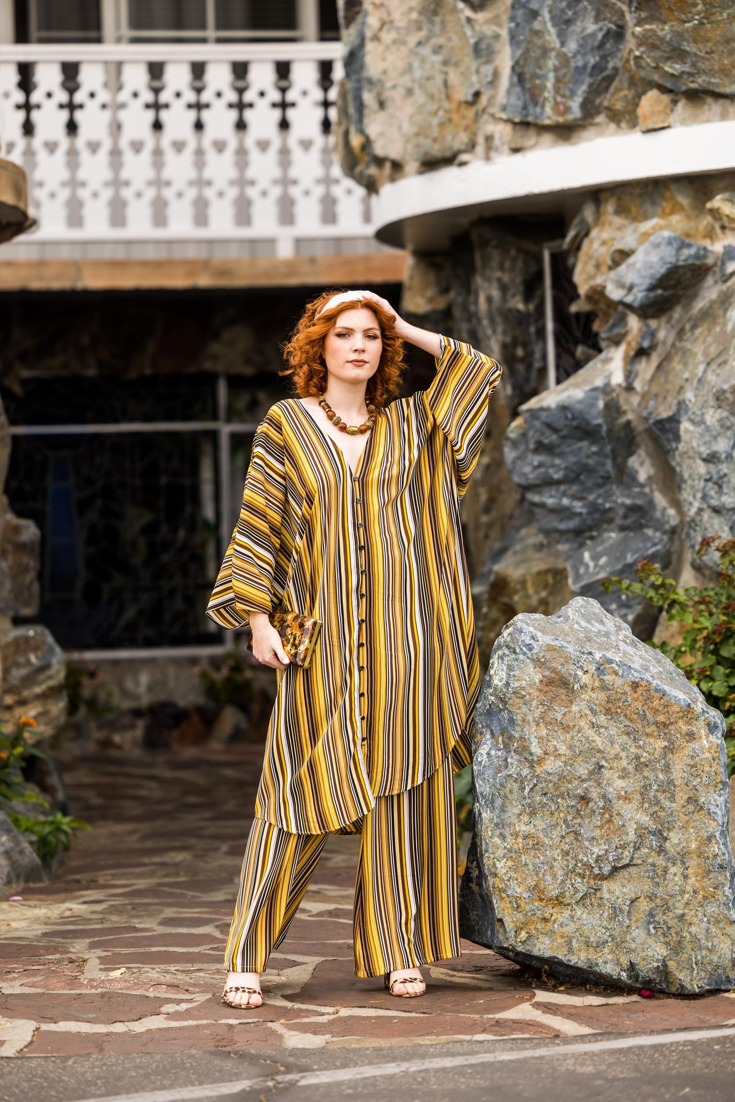 Bank Striped Tunic Caftan Set by Jennafer Grace