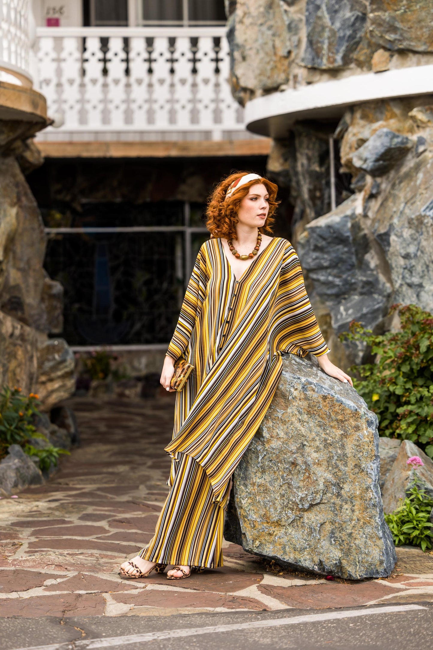 Bank Striped Tunic Caftan Set by Jennafer Grace