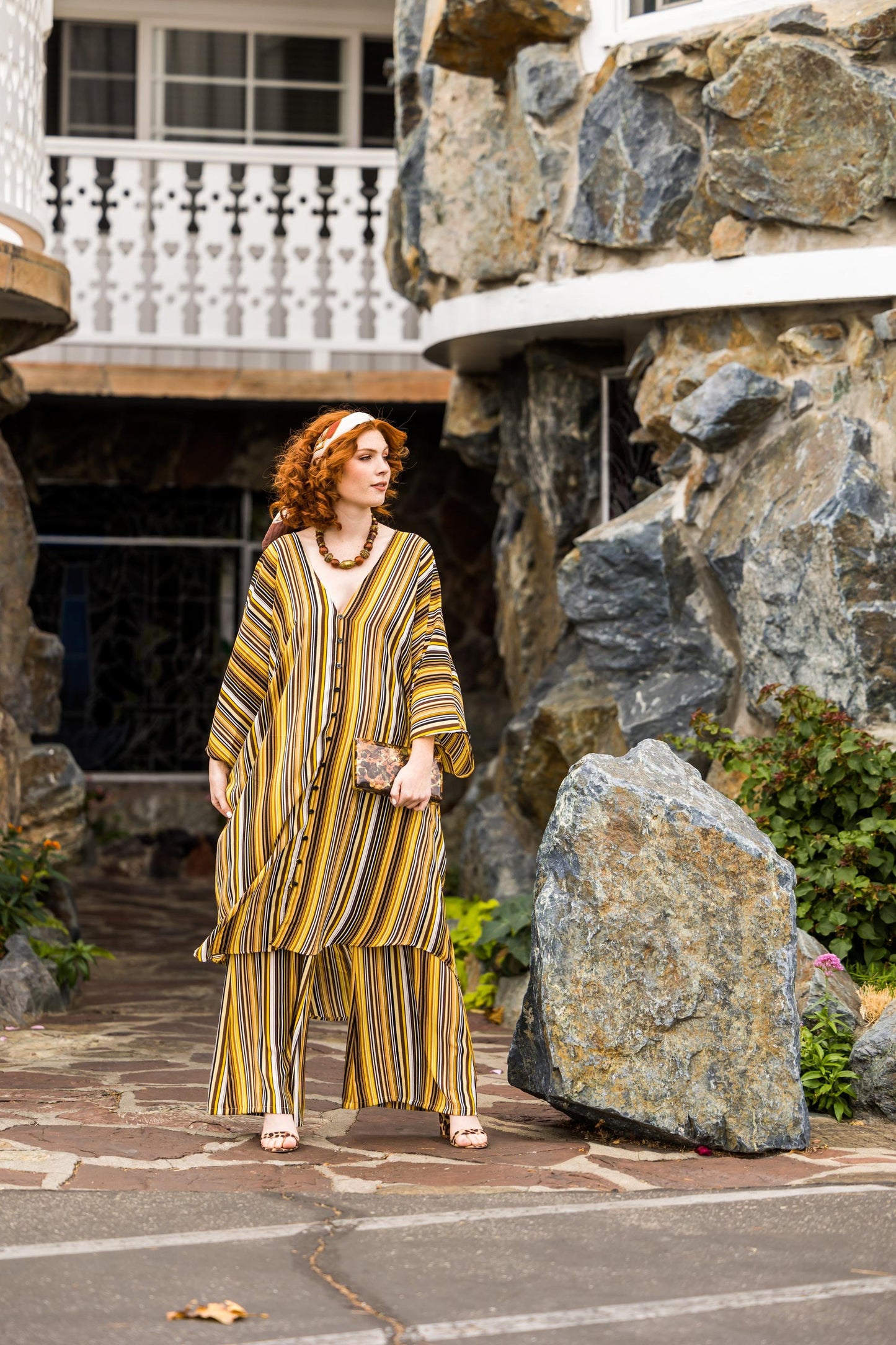 Bank Striped Tunic Caftan Set by Jennafer Grace