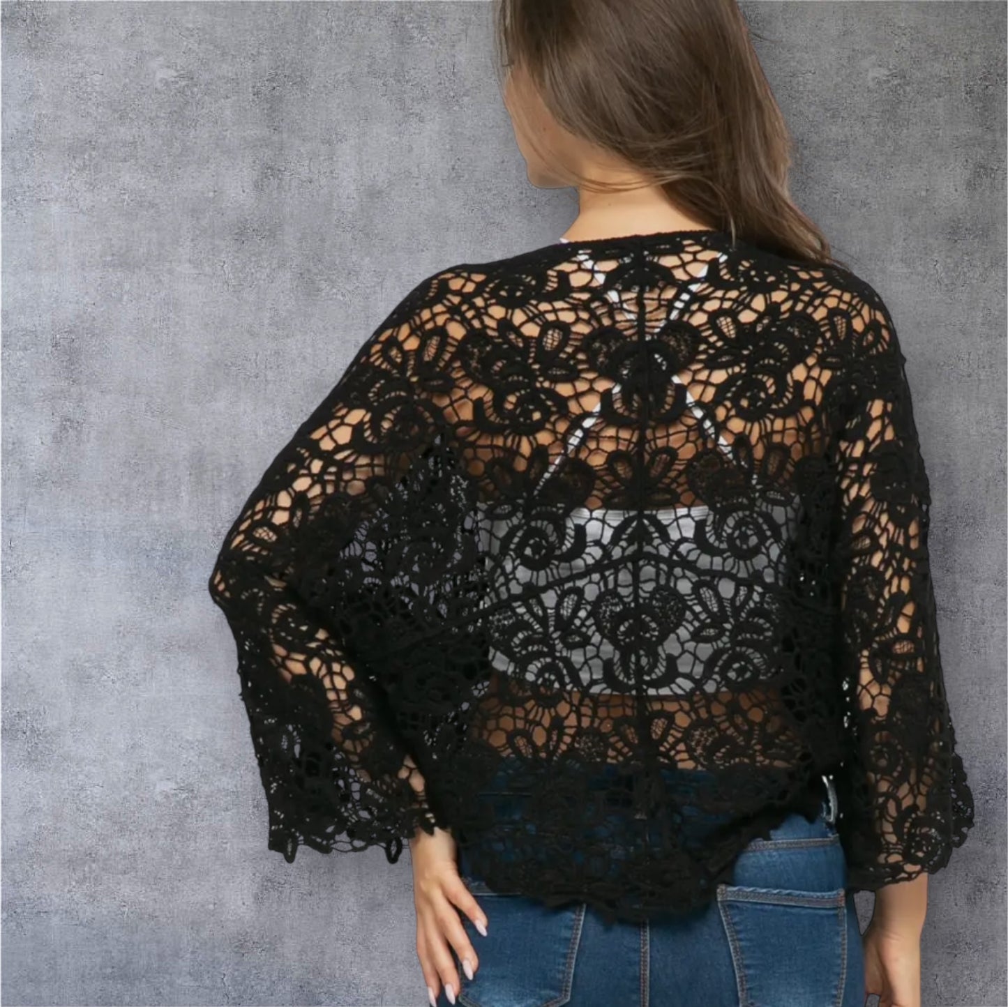 Black Crochet Wrap