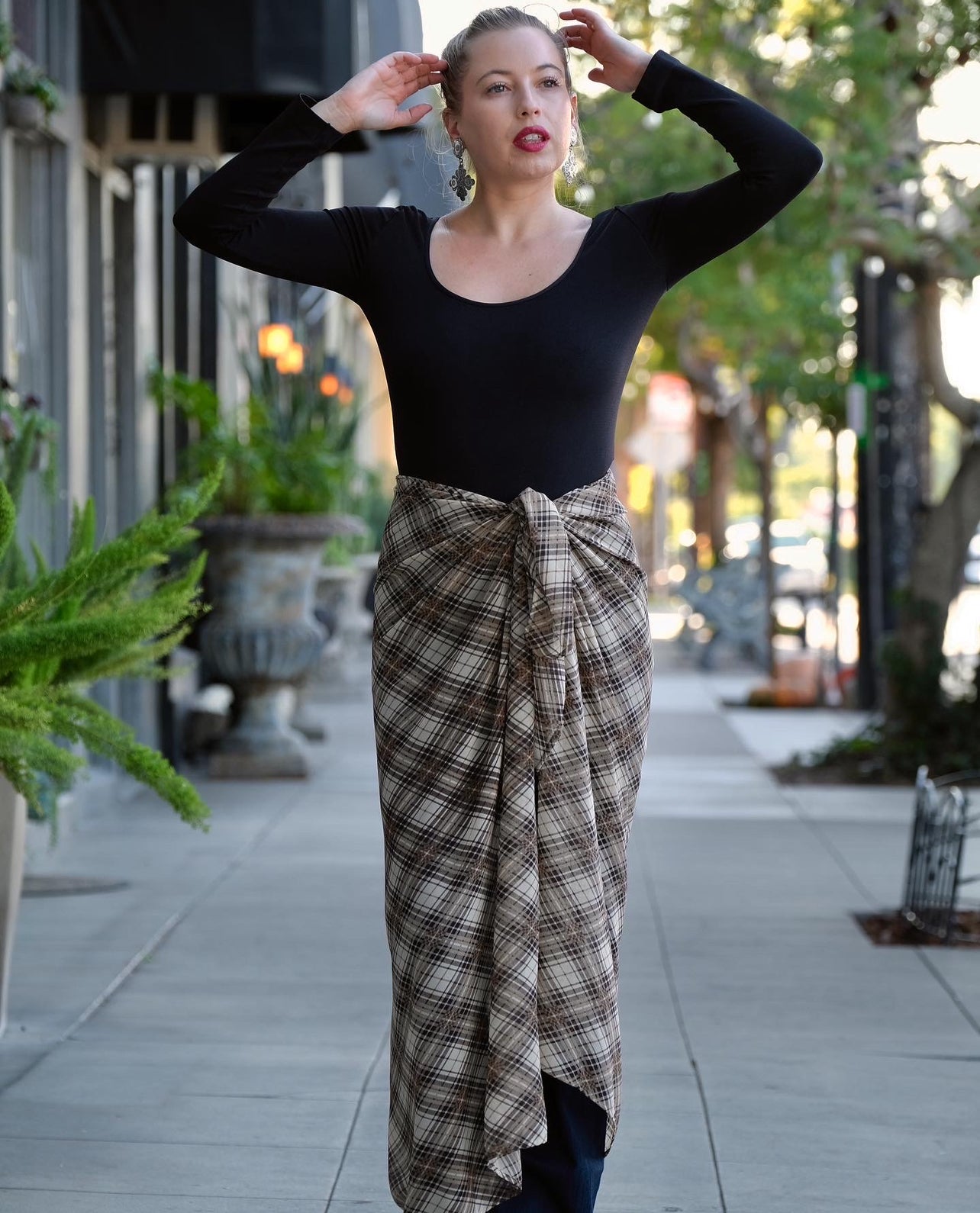 Coco Plaid Sarong Scarf
