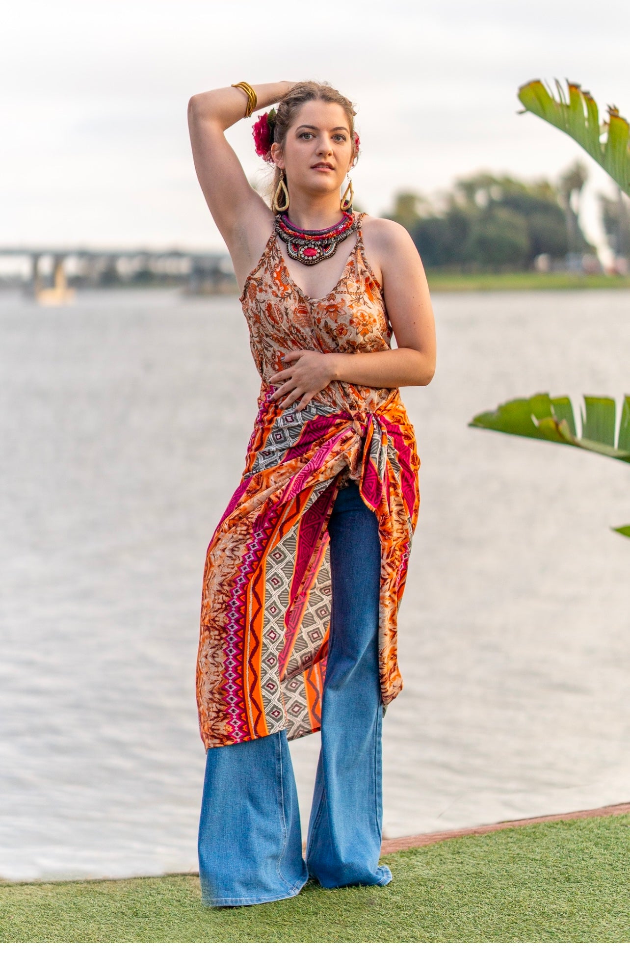 Orange Tribal Sarong Scarf