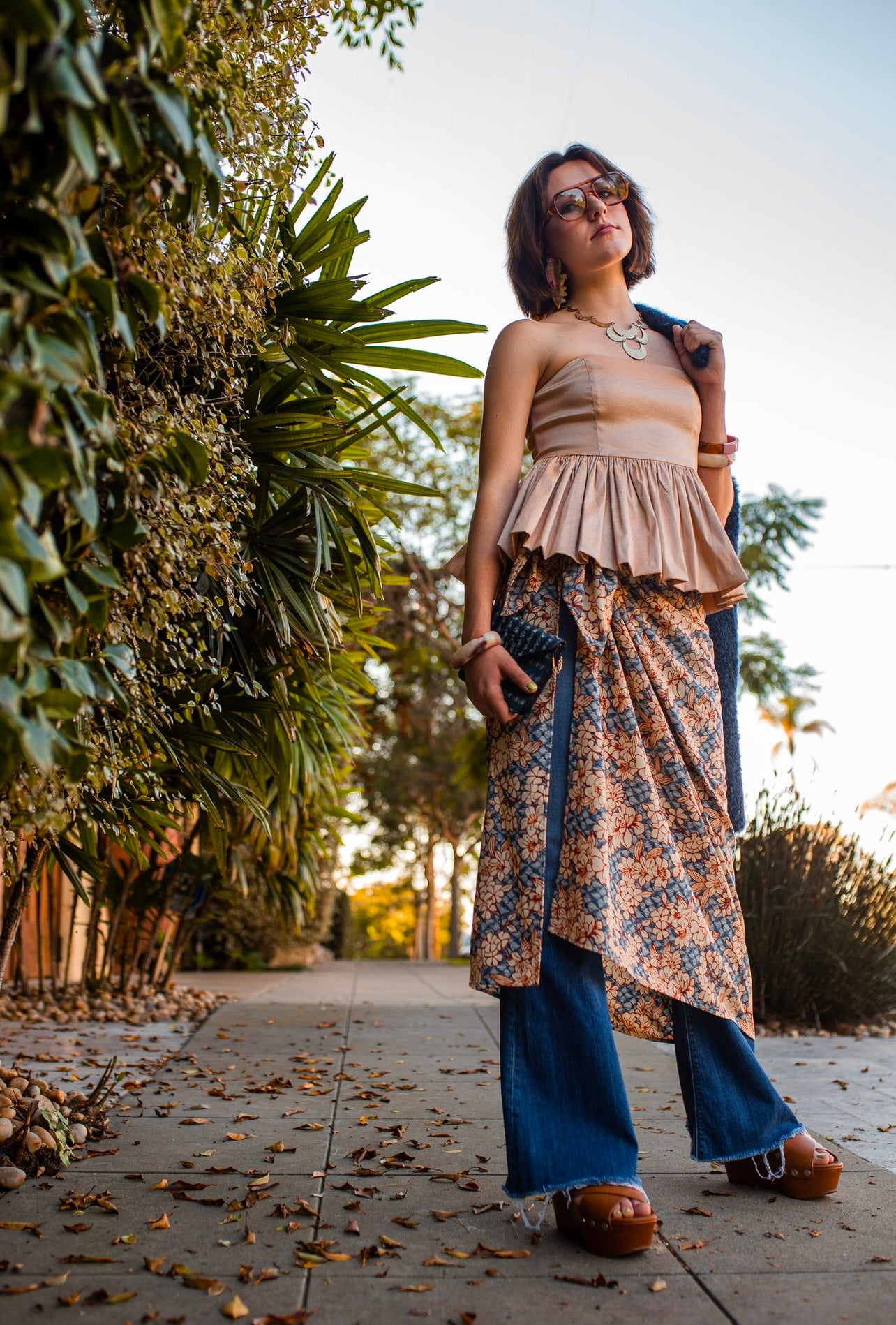 Rust Flower Sarong Scarf