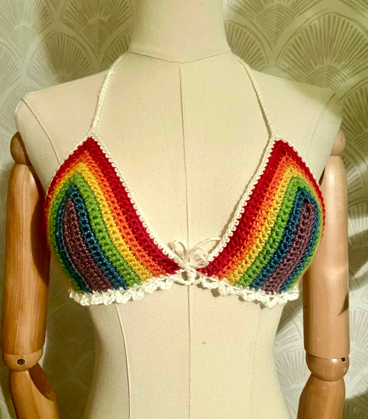 Handmade Rainbow Festival Top in White
