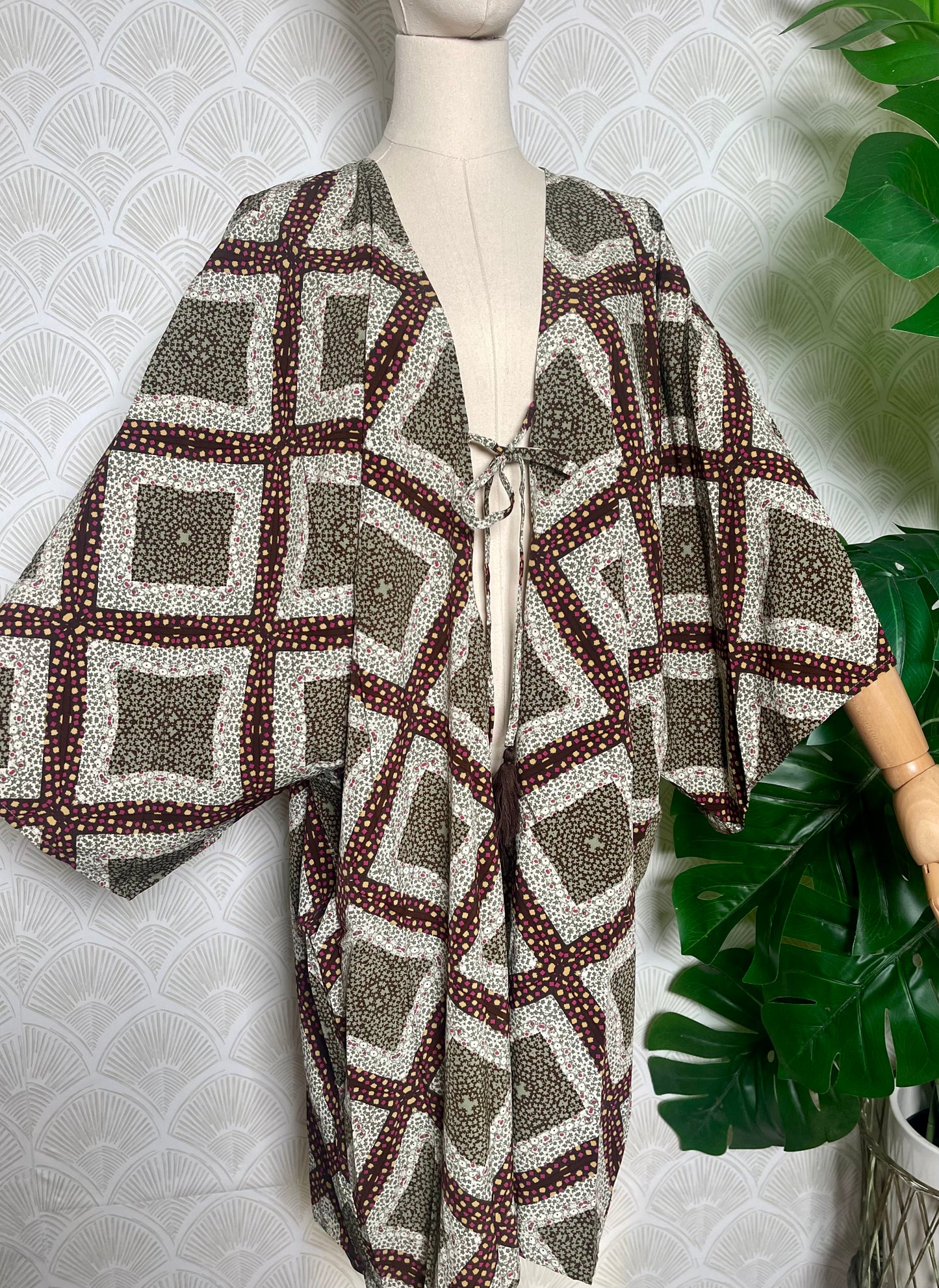 Olive Micro Floral Kimono