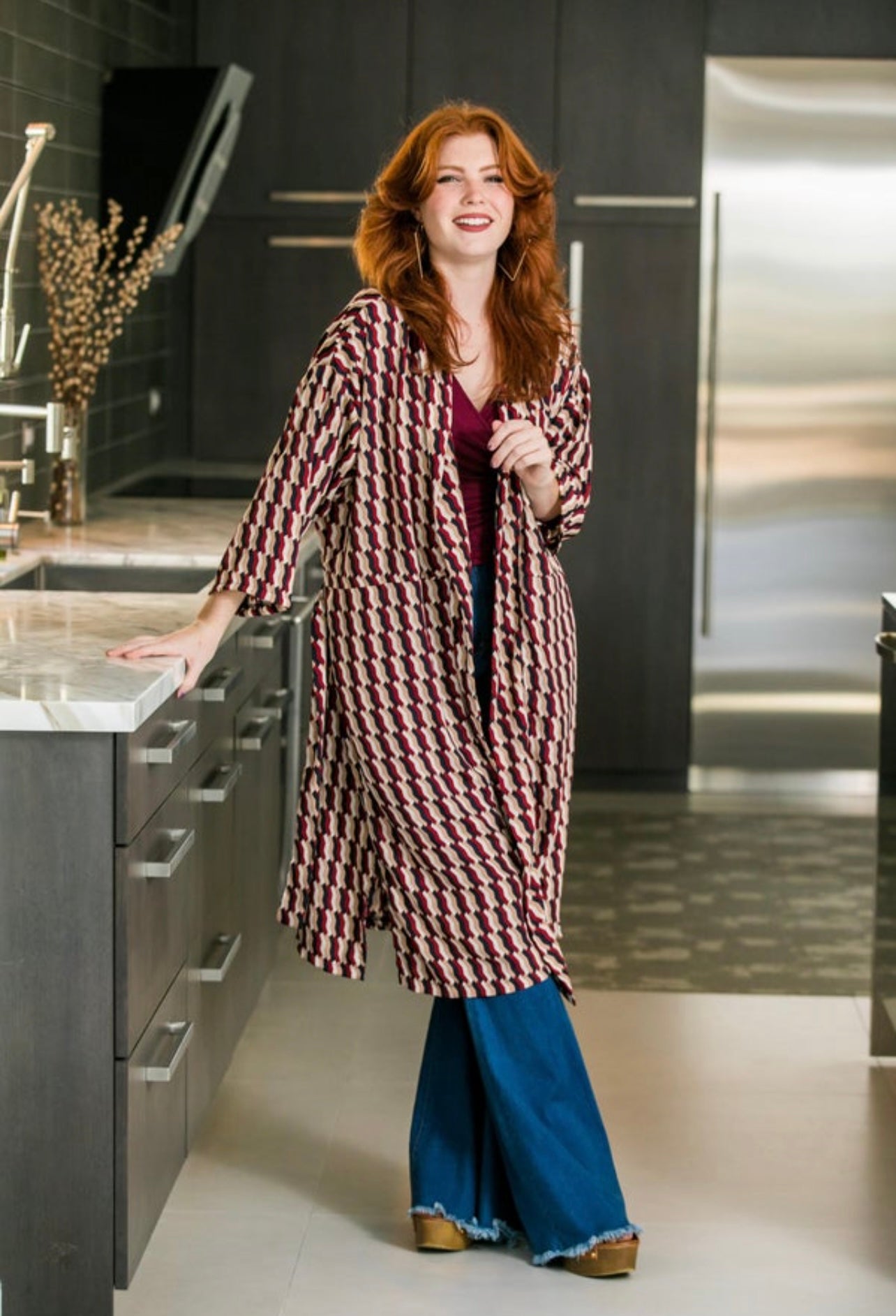 Brick Geo Koi Kimono by Jennafer Grace