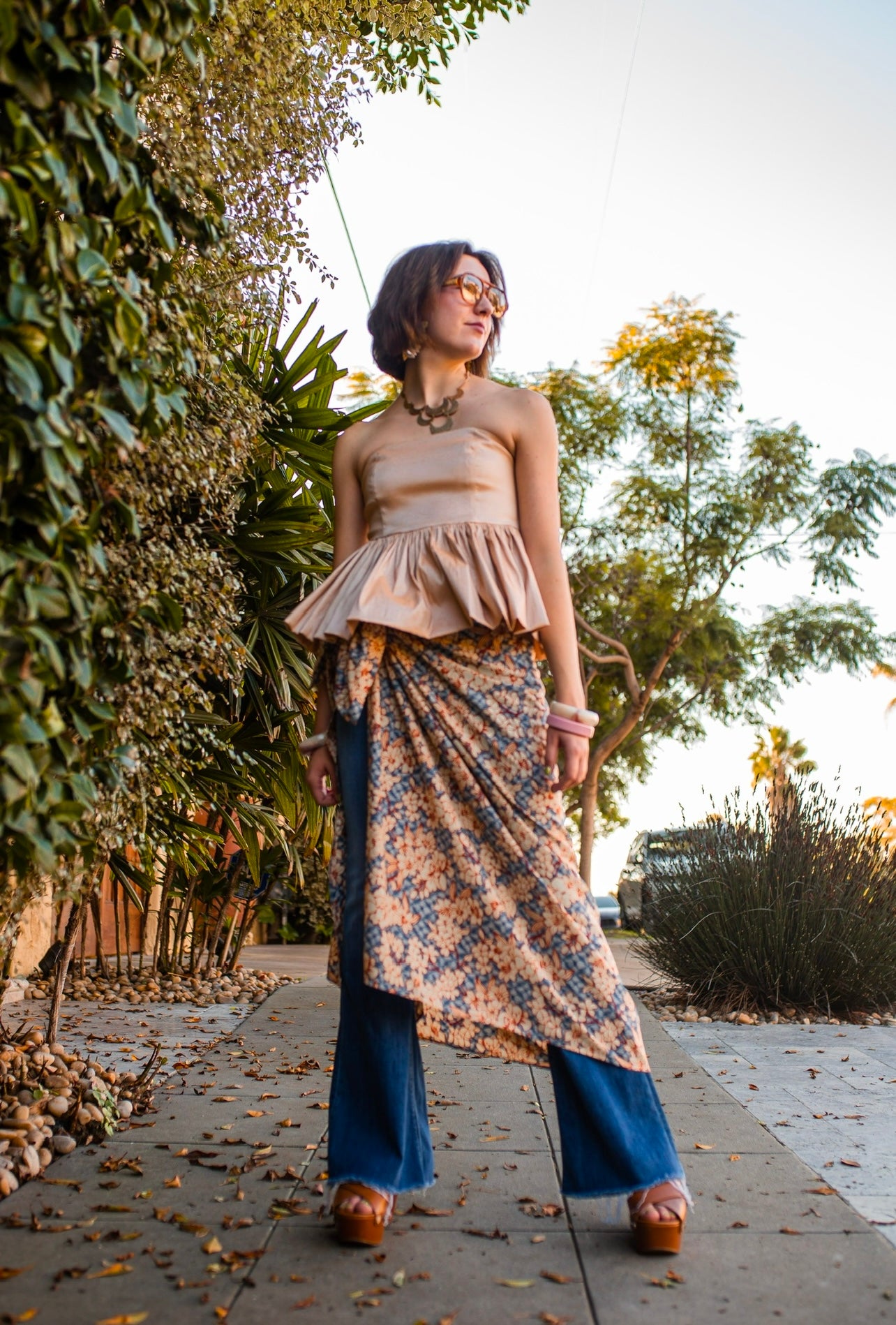Rust Flower Sarong Scarf