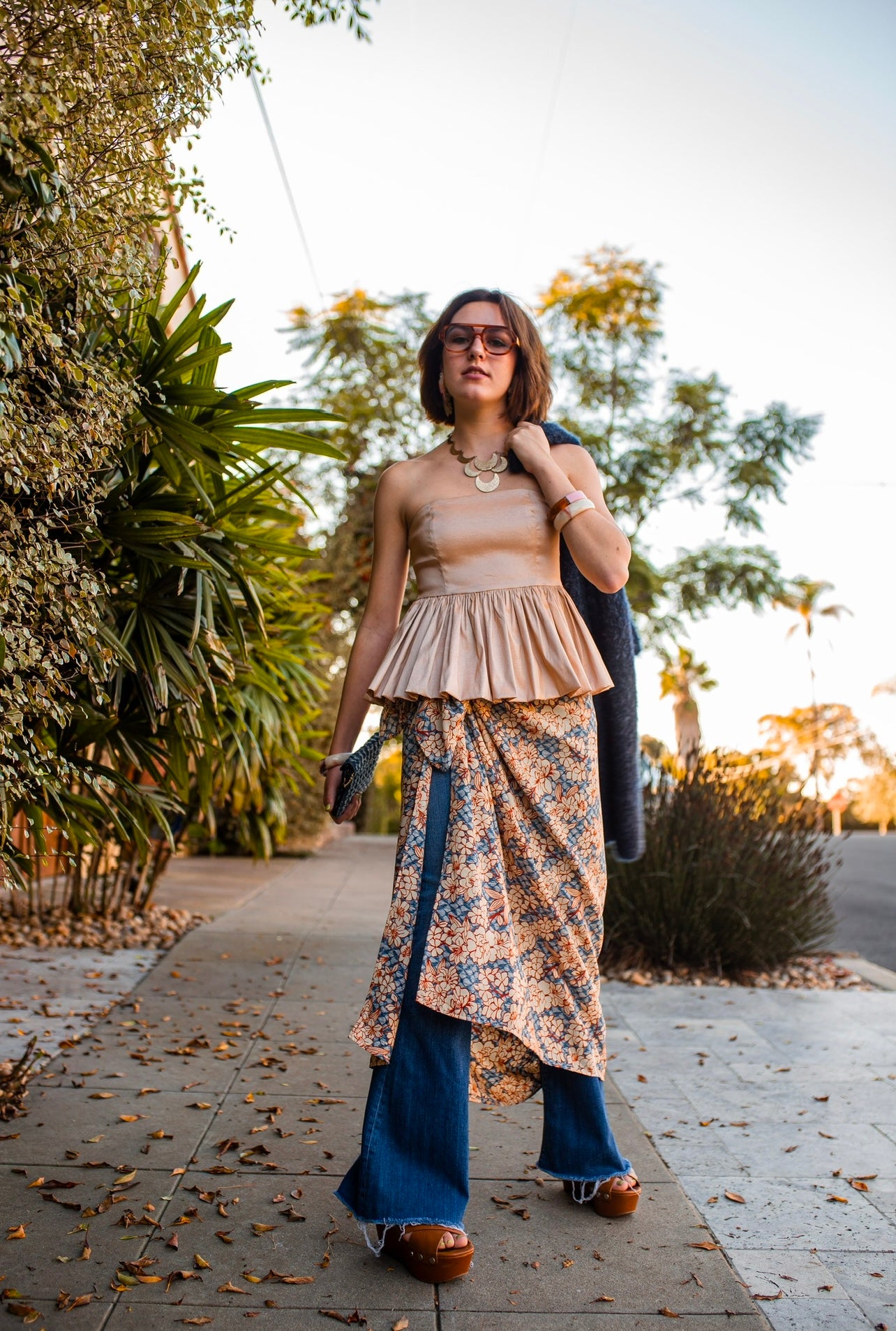 Rust Flower Sarong Scarf