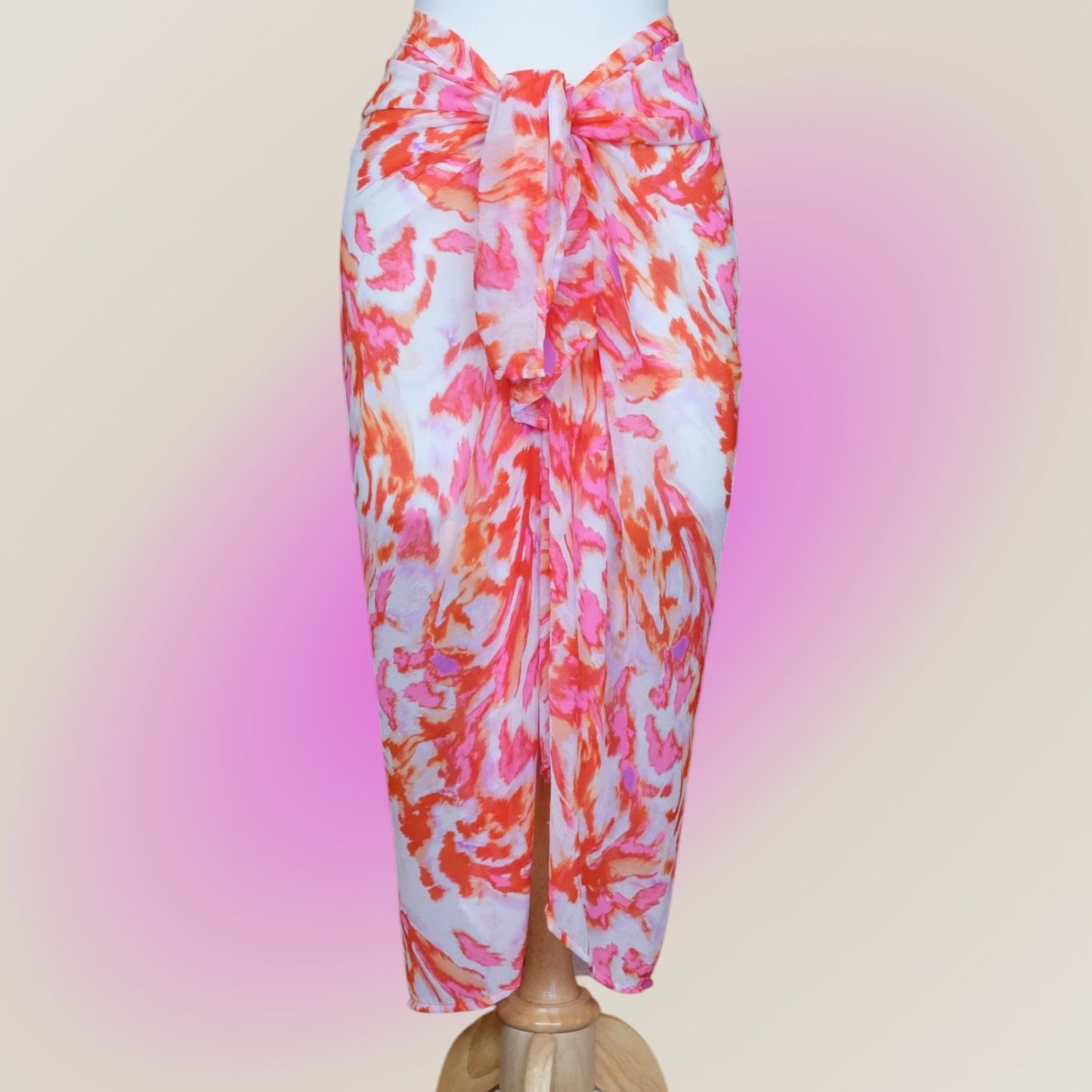 Orange and Pink Slush Sarong Scarf