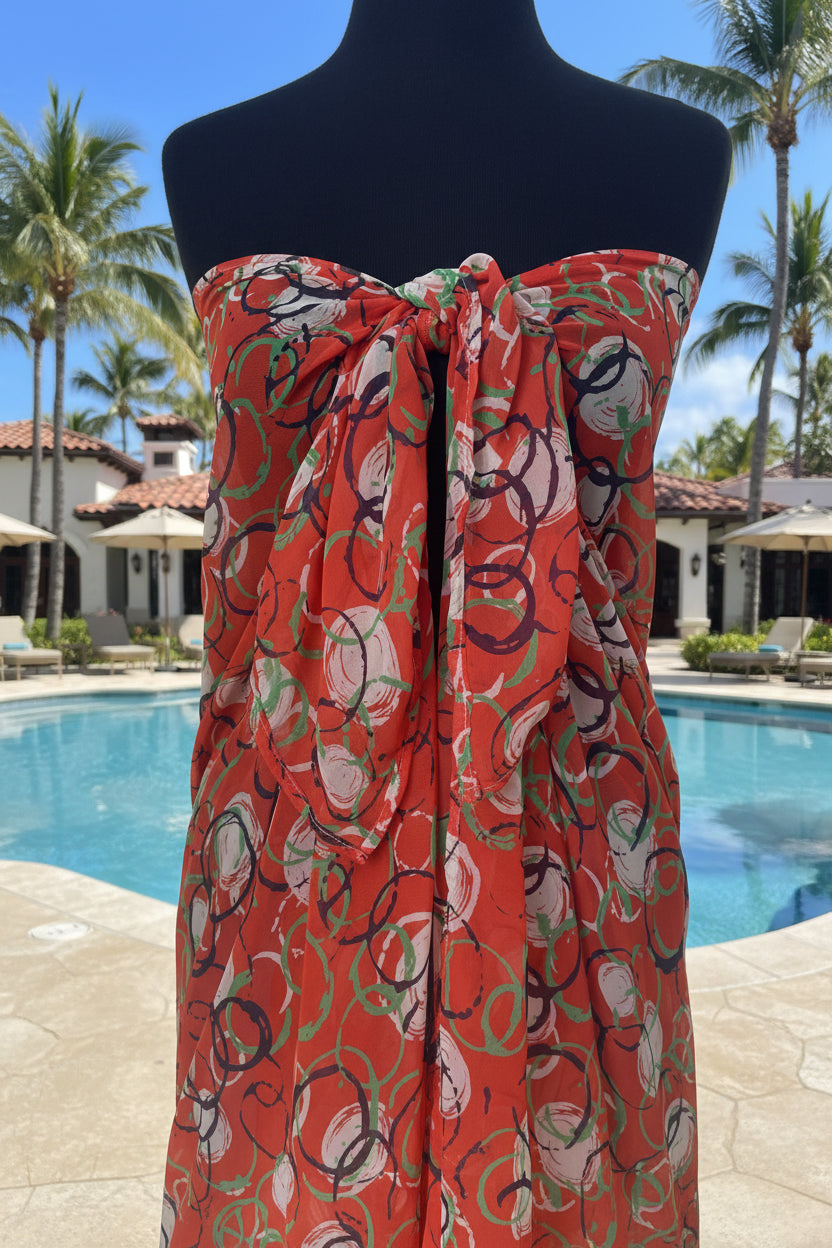 Circles Sarong Scarf in Orange