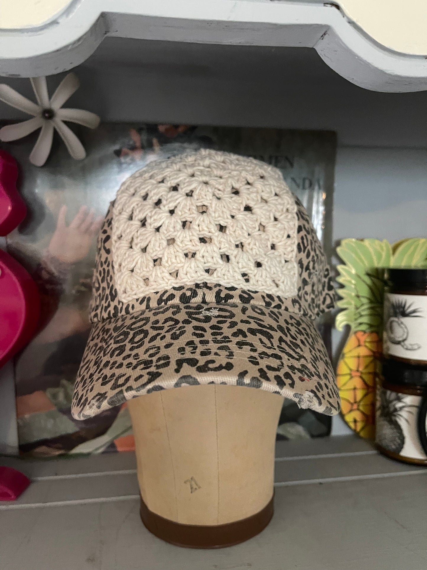 Leopard Granny Square Cap