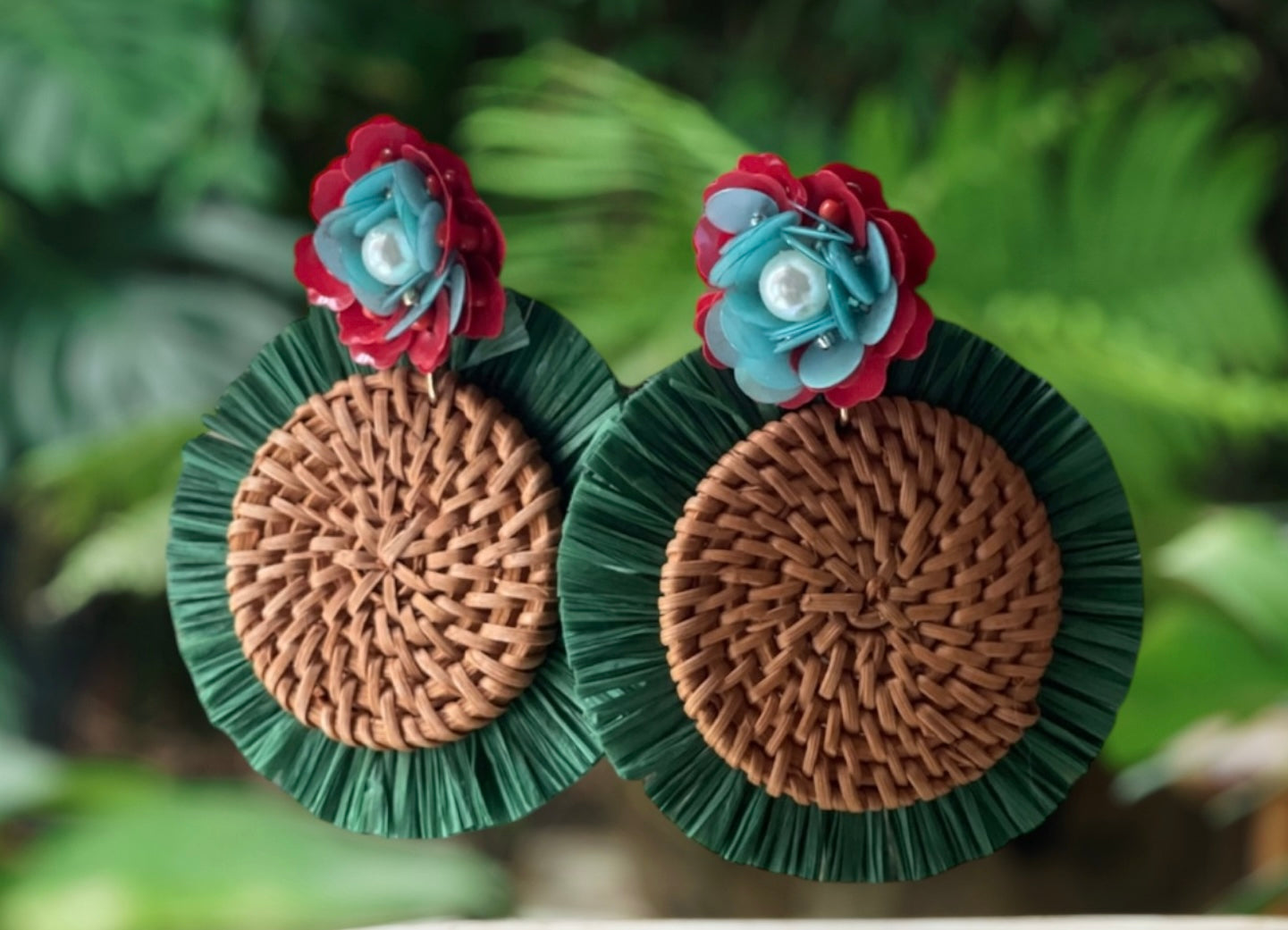 Raffia Flower Statement Earrings