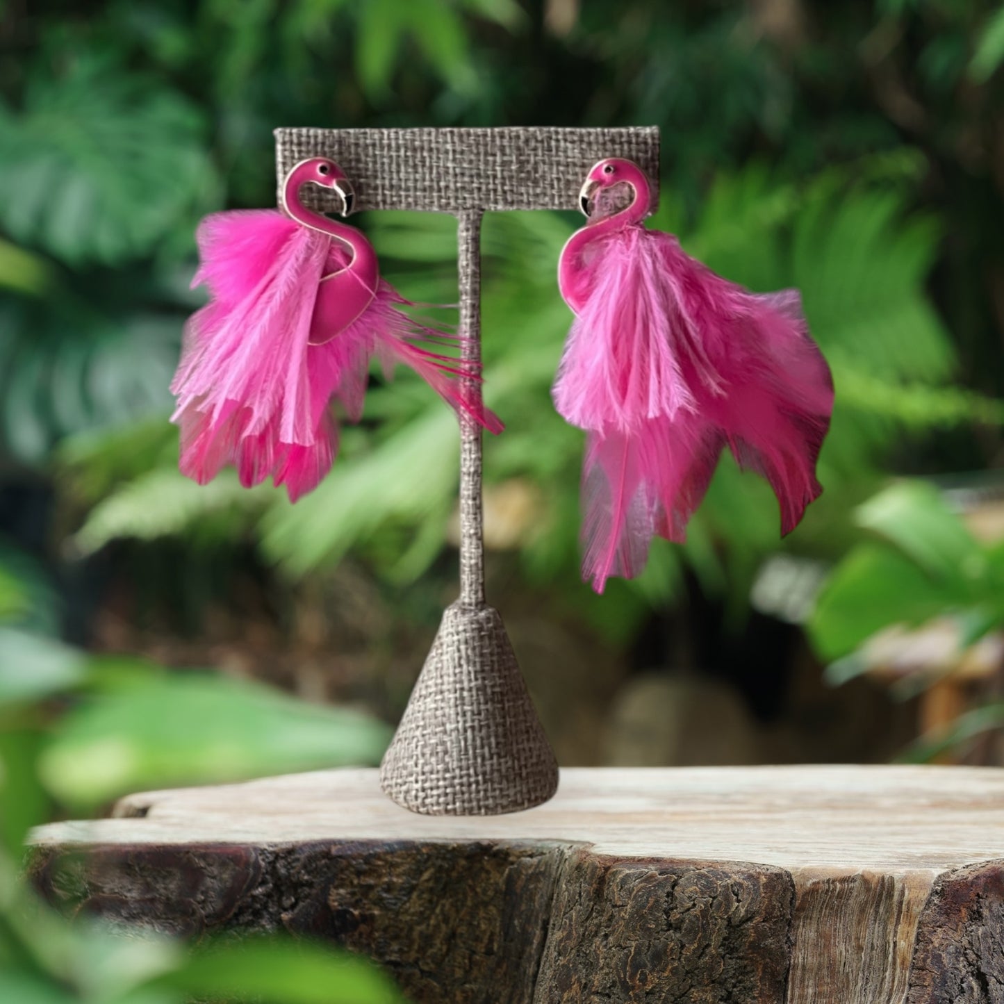 Flamingo Feather Earrings