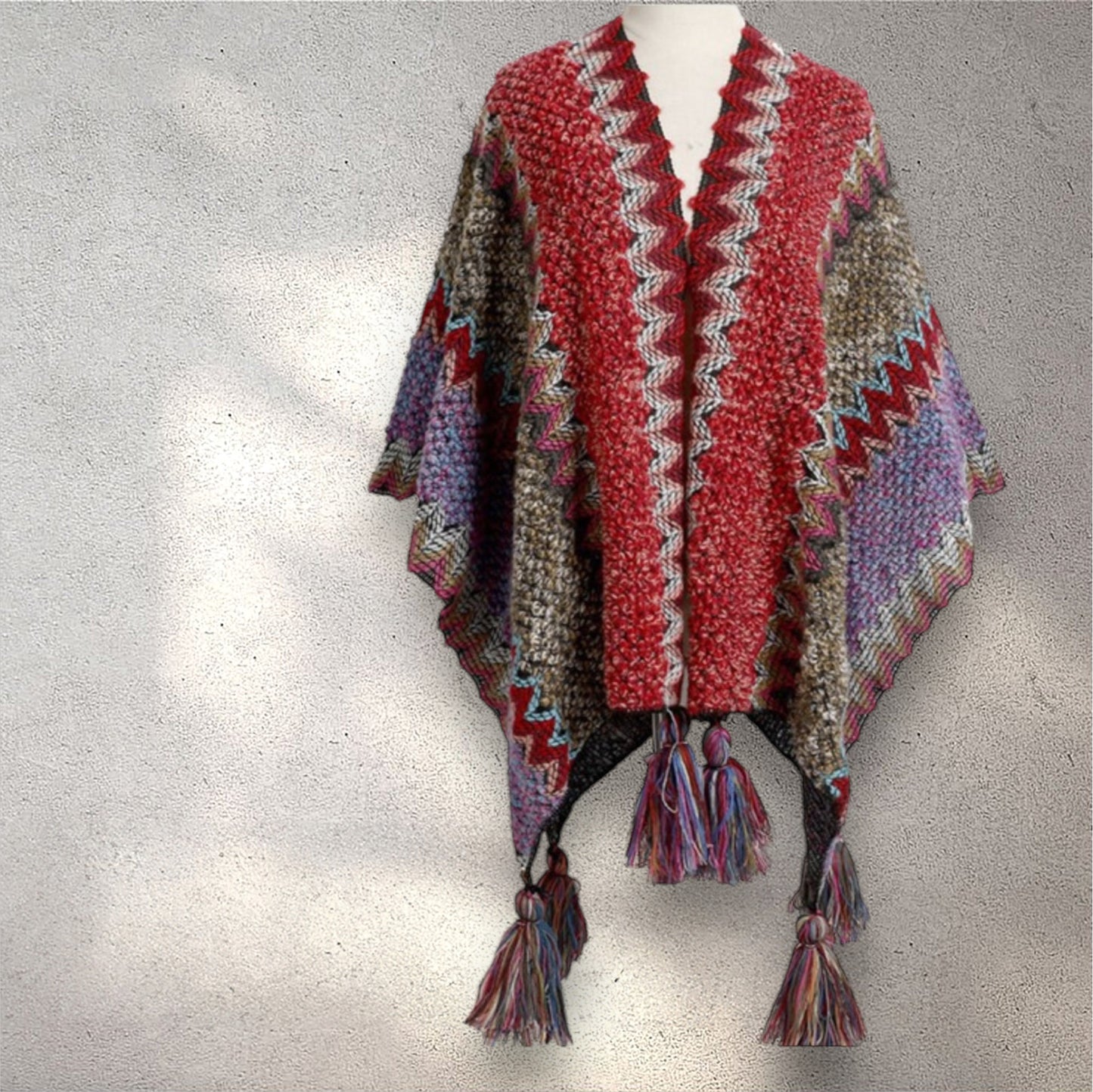 Tassel Knit Poncho