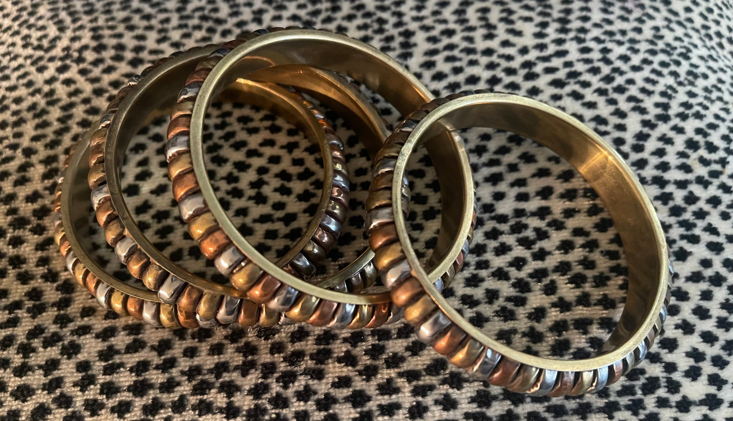 Striped Mixed Metal Bangle