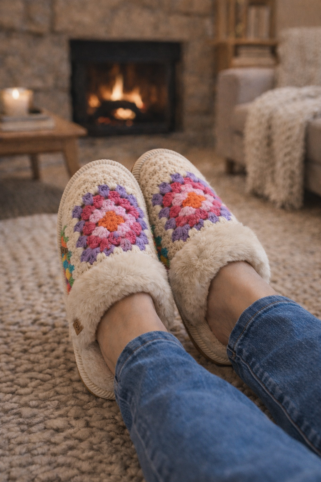 Plush Crochet Slippers