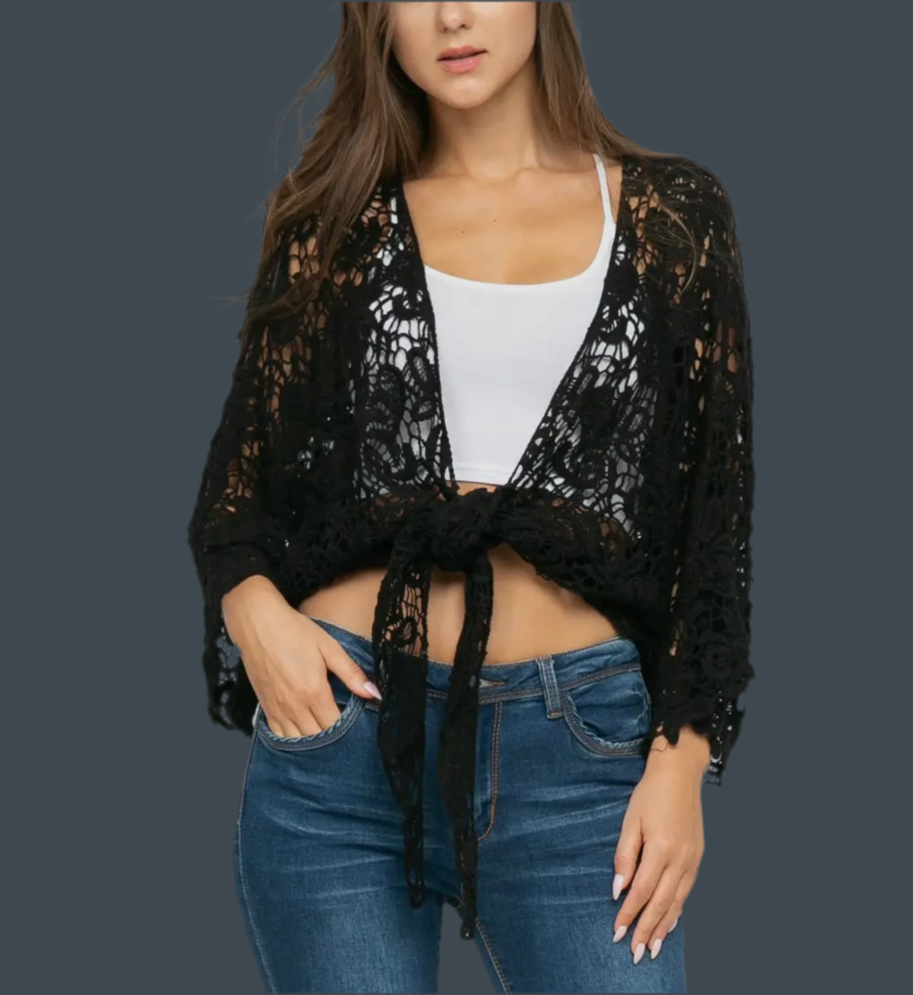 Black Crochet Wrap
